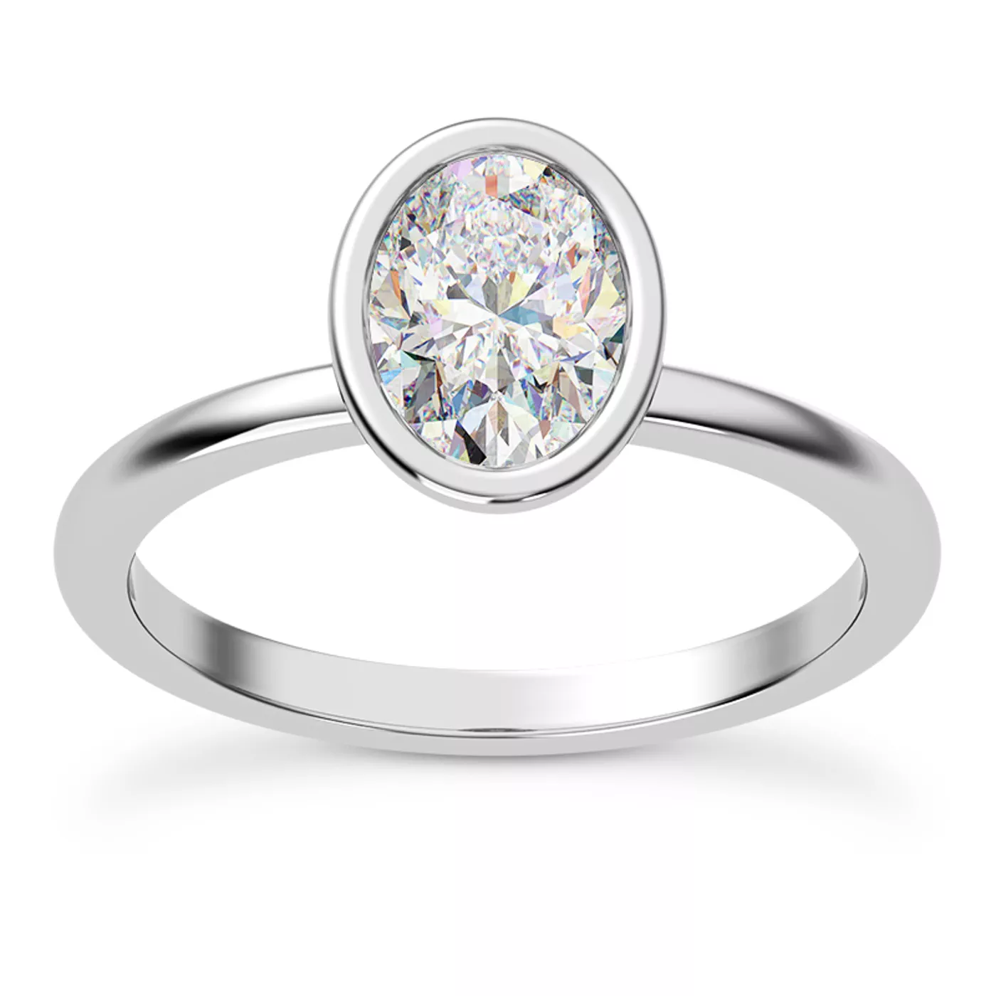 Bezel-Set Center Platinum Engagement Ring