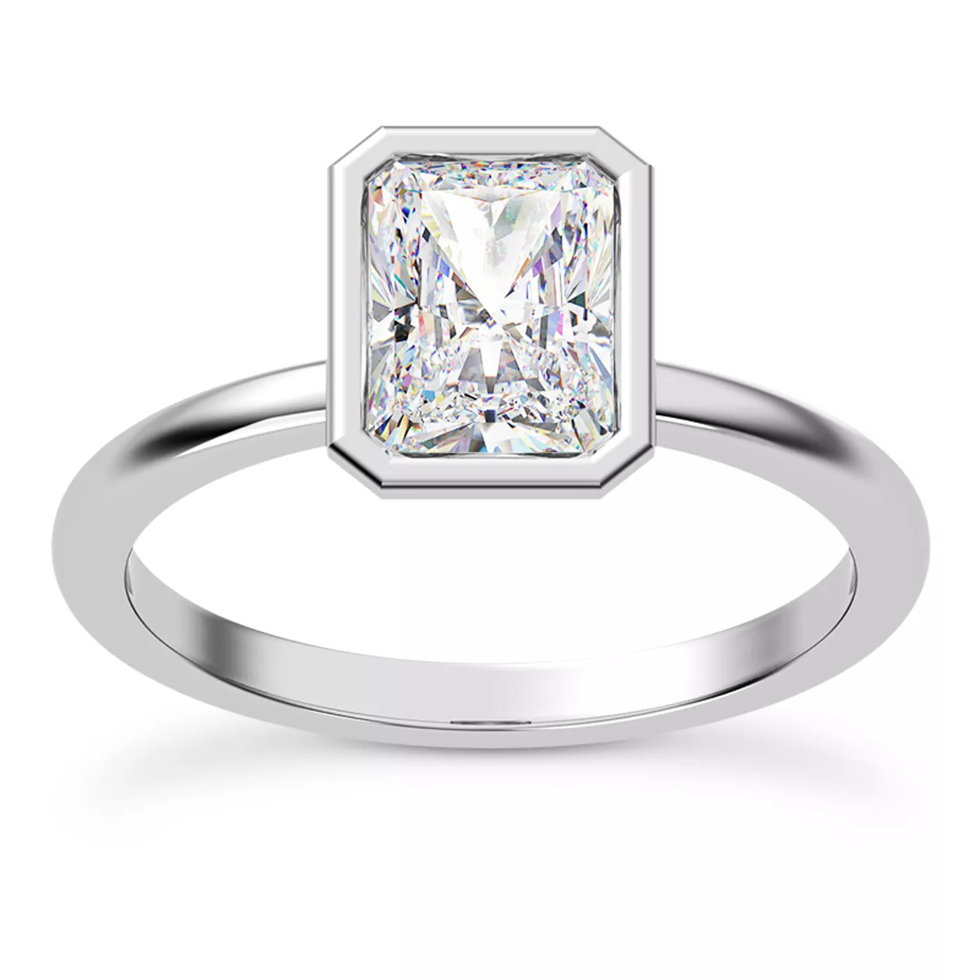 Bezel-Set Center Platinum Engagement Ring