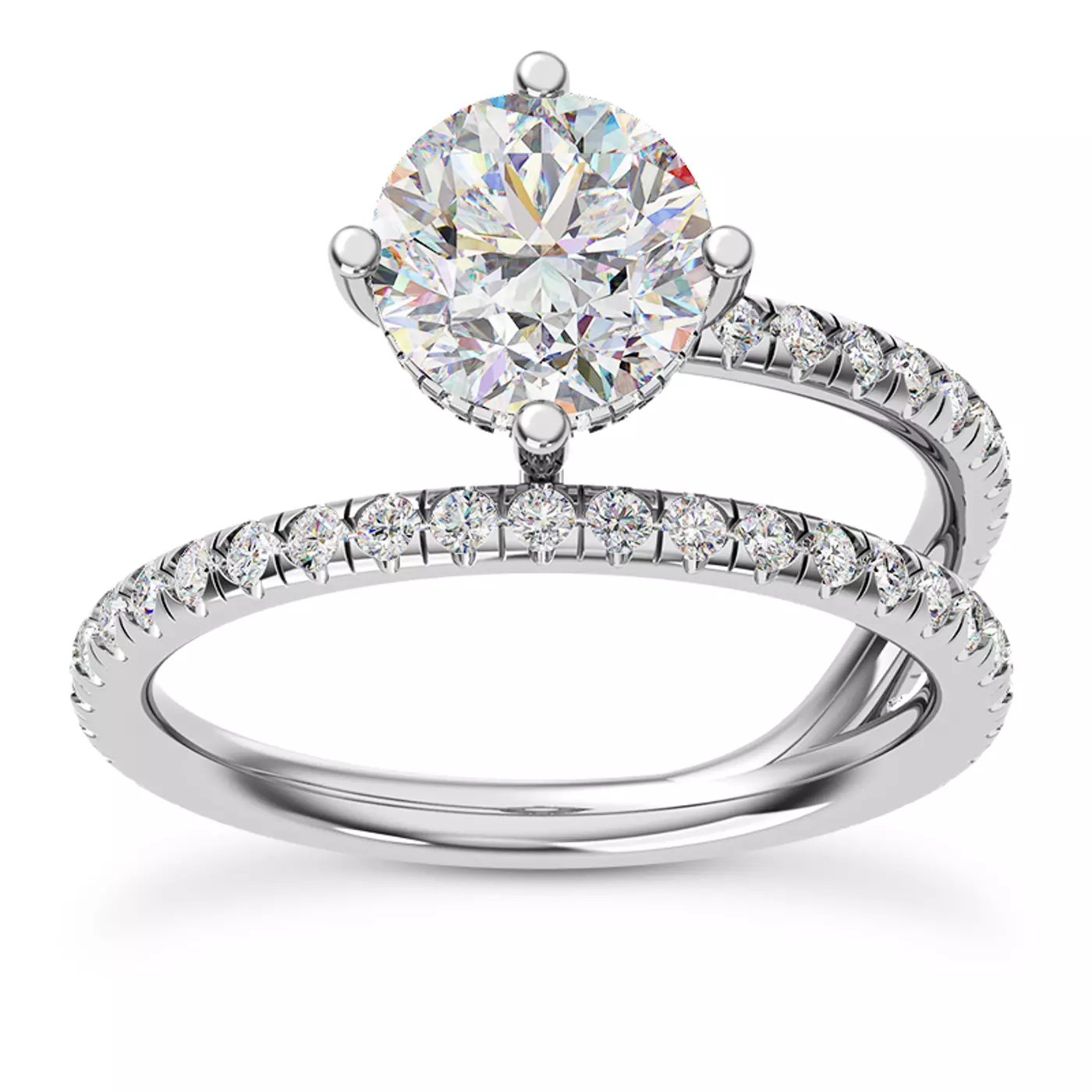Hidden Halo Sparkle 14K White Gold Engagement Ring