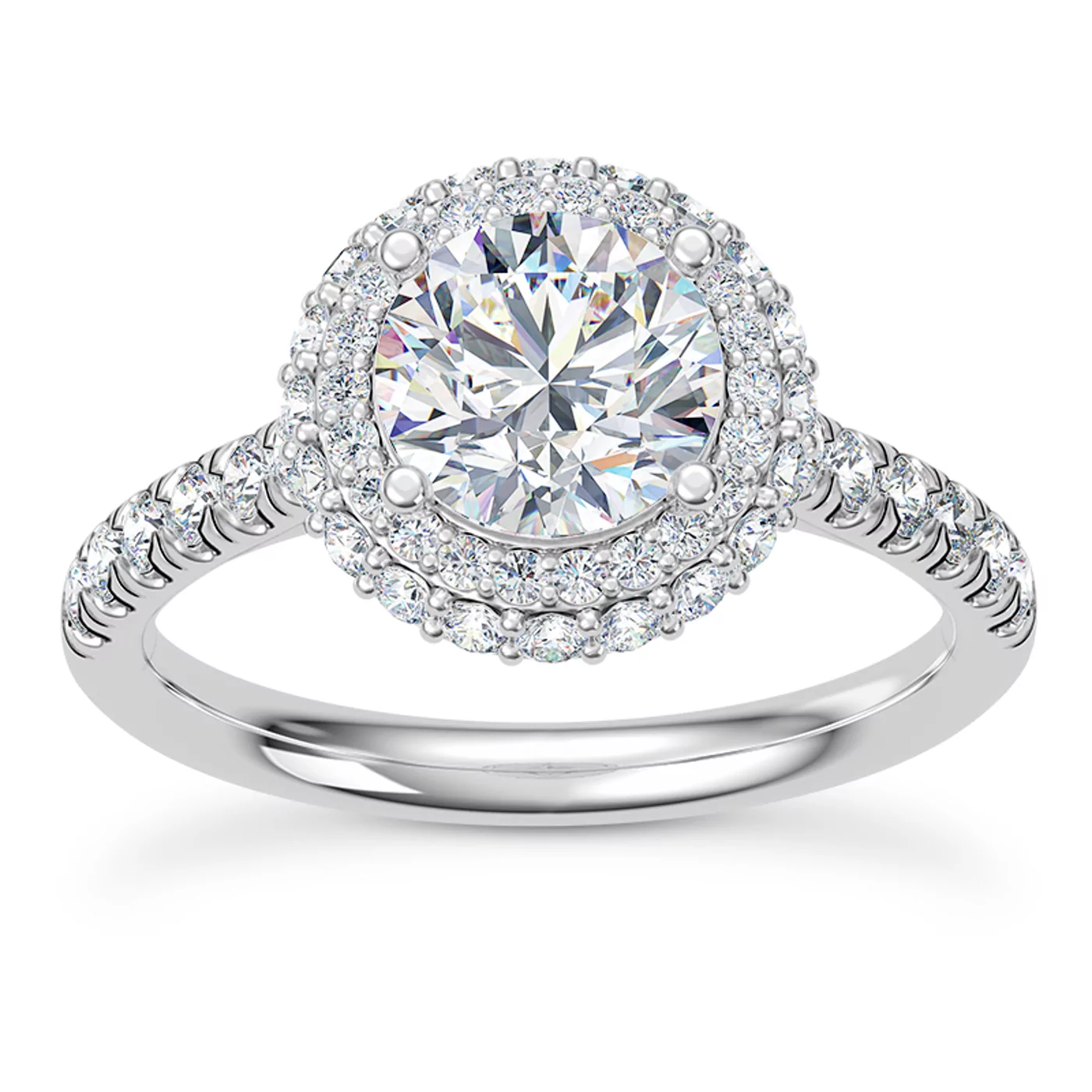 Radiant Halo Frame 18K White Gold Engagement Ring