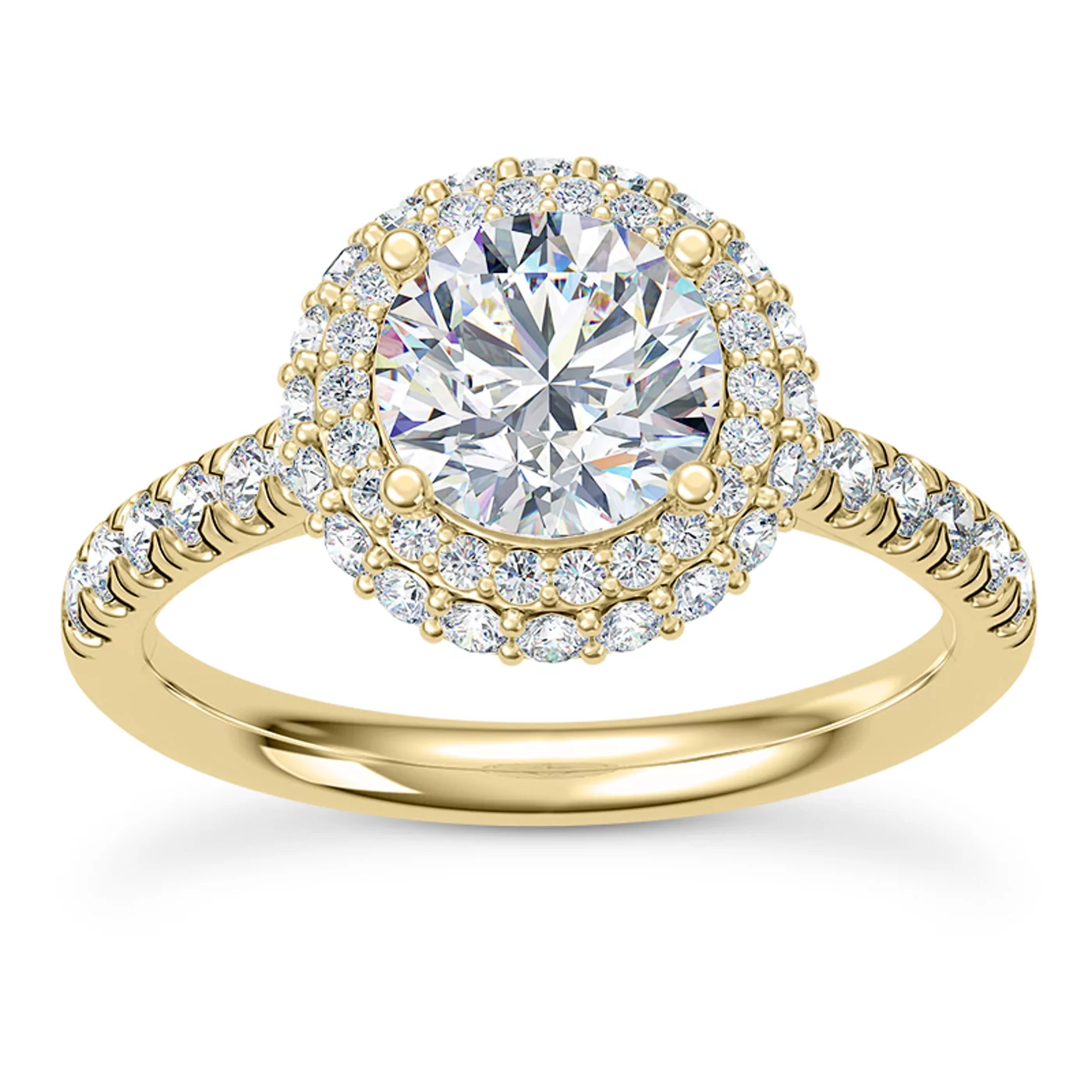 Radiant Halo Frame 18K Yellow Gold Engagement Ring