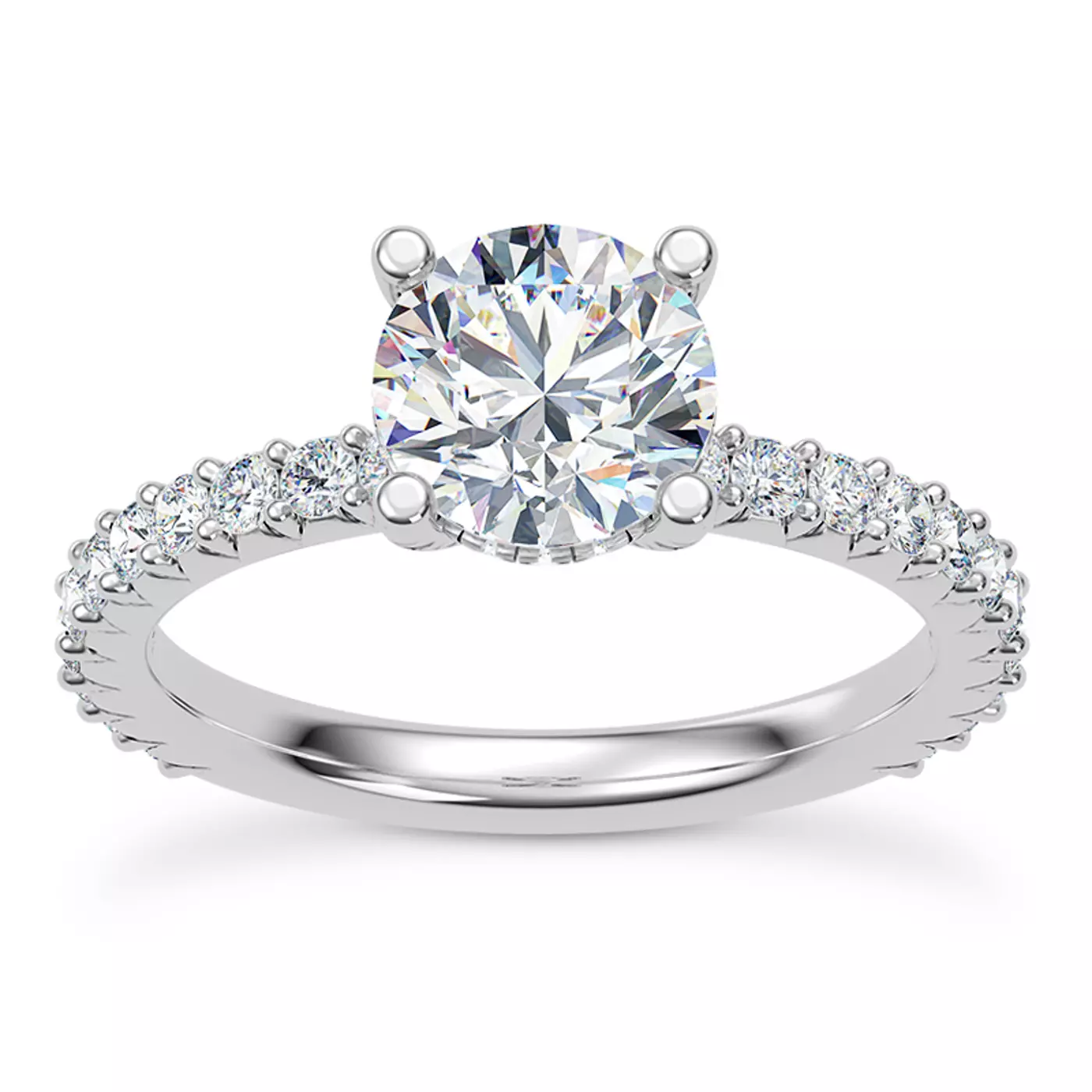 Concealed Halo Sparkle 14K White Gold Engagement Ring