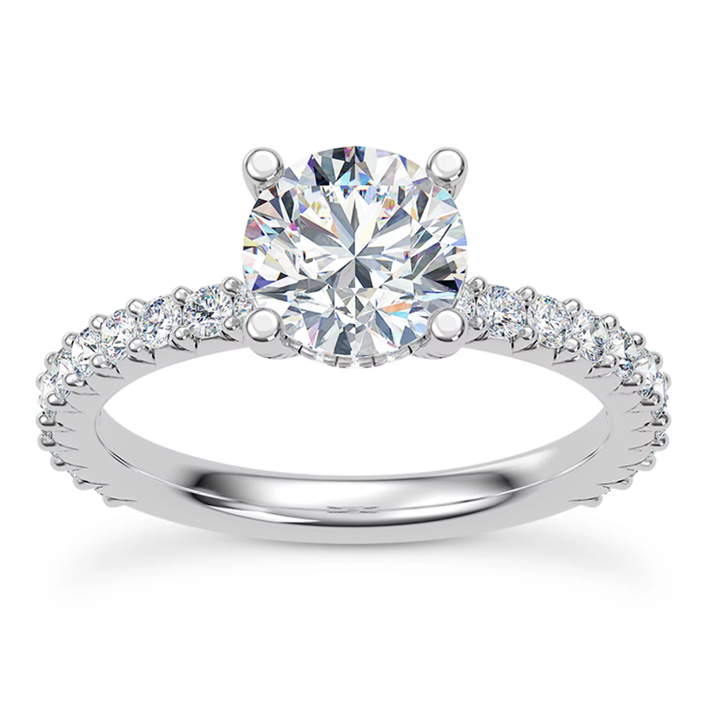 Concealed Halo Sparkle 18K White Gold Engagement Ring