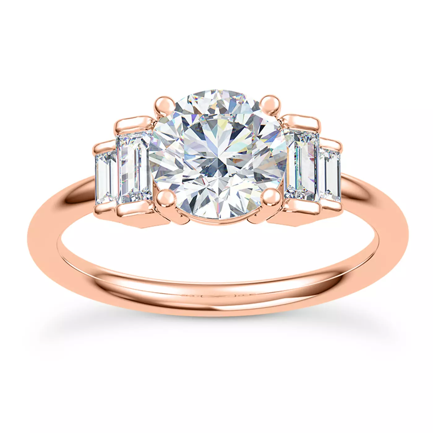 Brilliant Side Accents 14K Rose Gold Engagement Ring