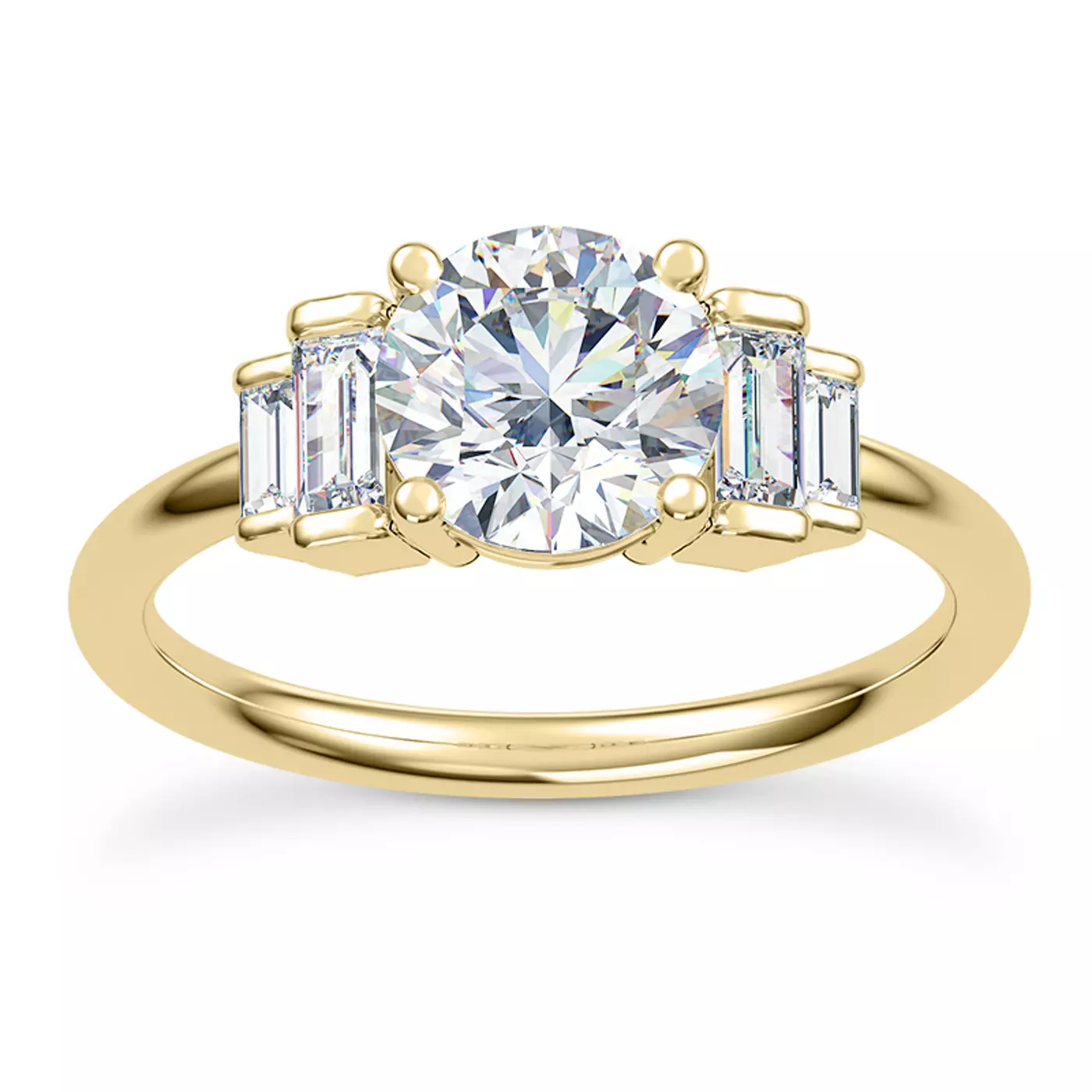 Brilliant Side Accents 14K Yellow Gold Engagement Ring