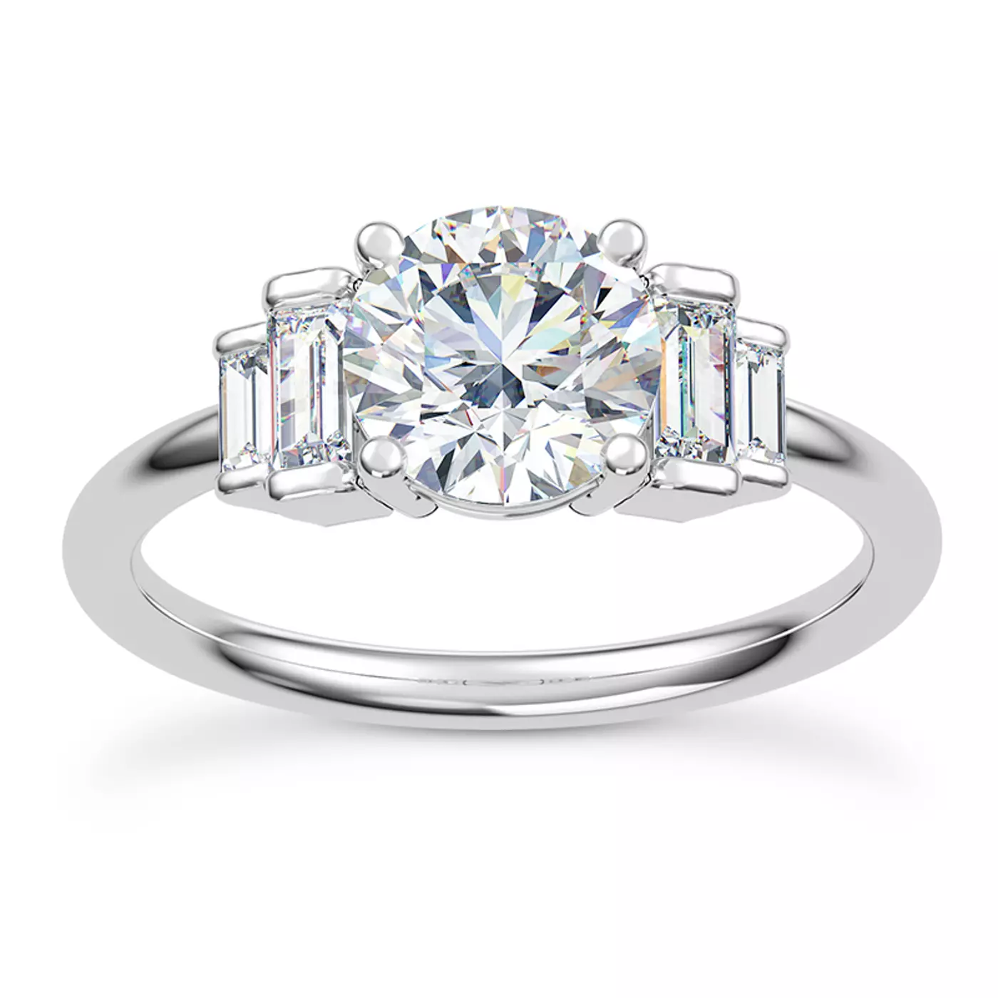 Brilliant Side Accents Platinum Engagement Ring