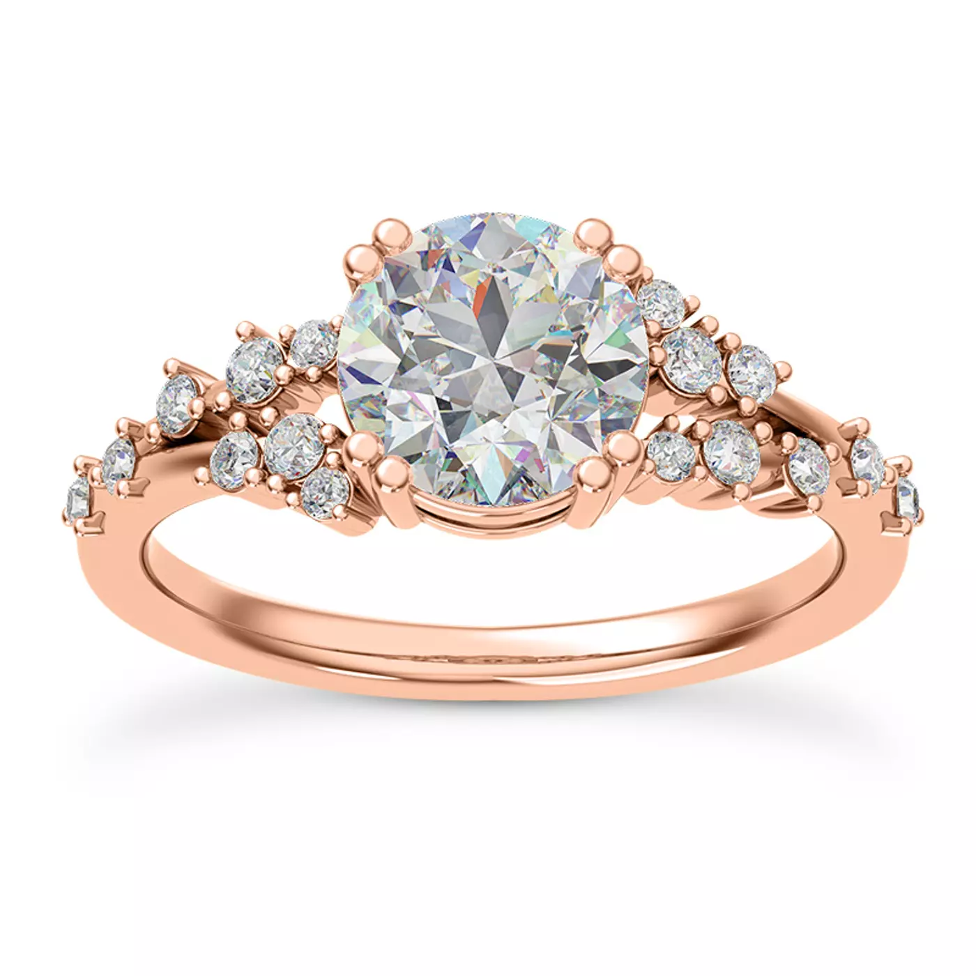 Brilliant Side Accents 14K Rose Gold Engagement Ring