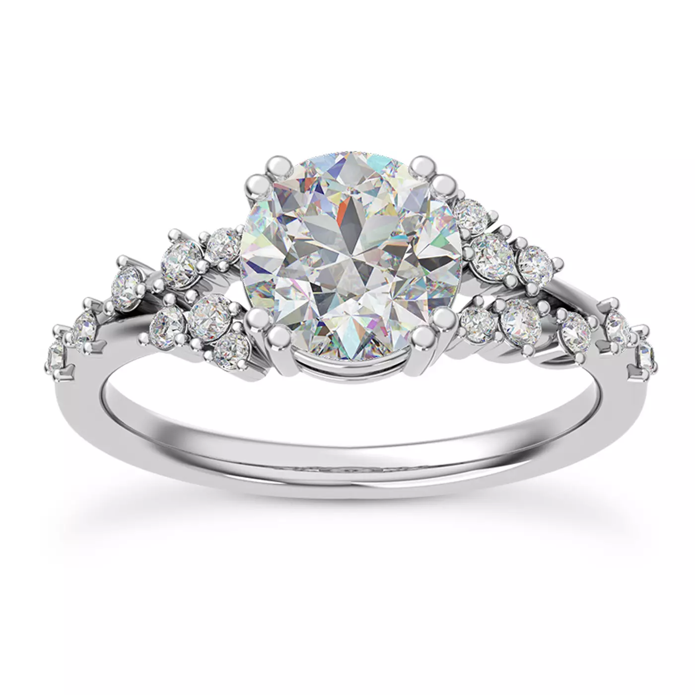 Brilliant Side Accents Platinum Engagement Ring