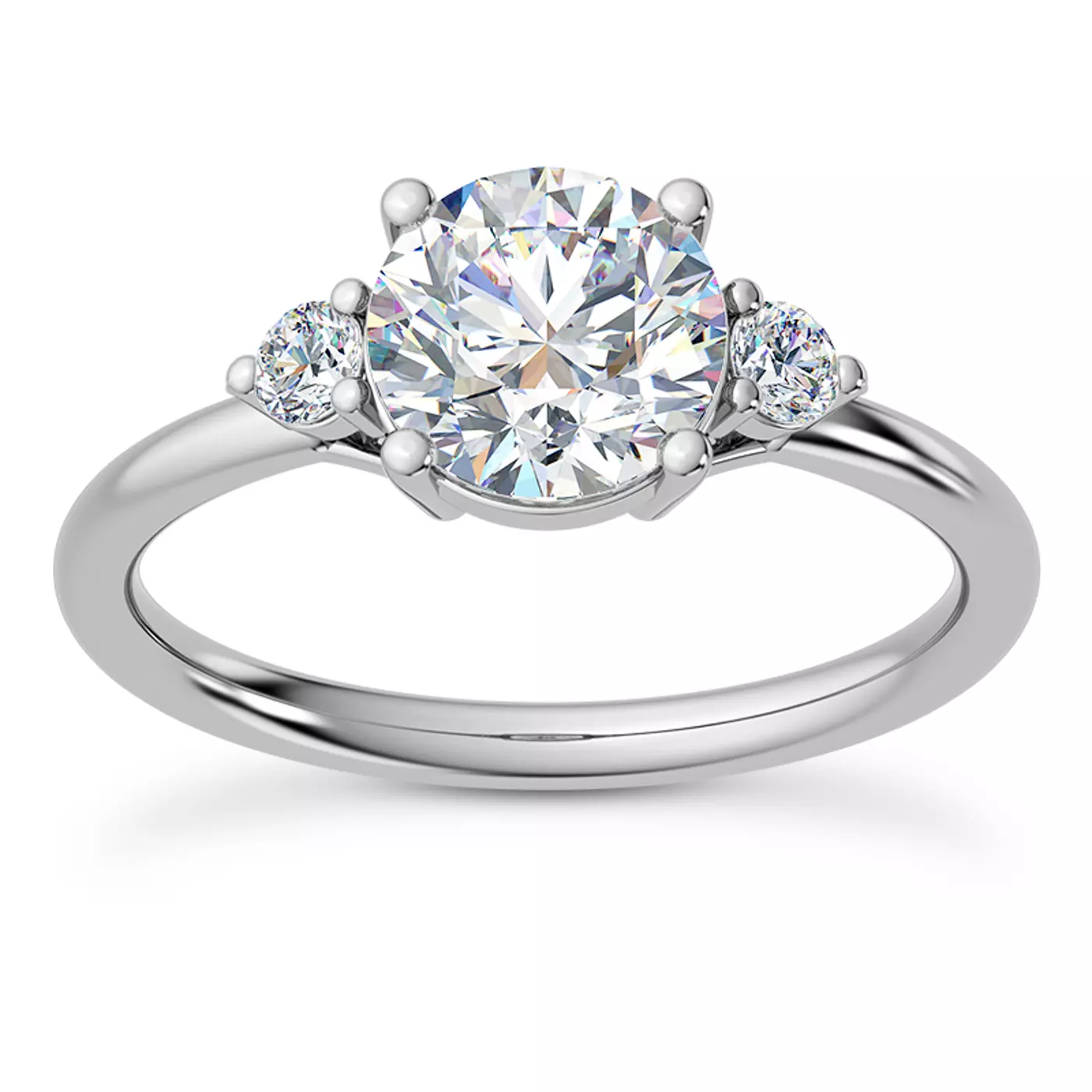 Meaningful Three-Stone Design 14K White Gold Engagement Ring