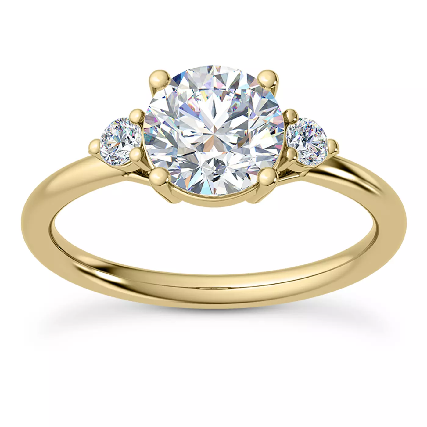 Meaningful Three-Stone Design 14K Yellow Gold Engagement Ring