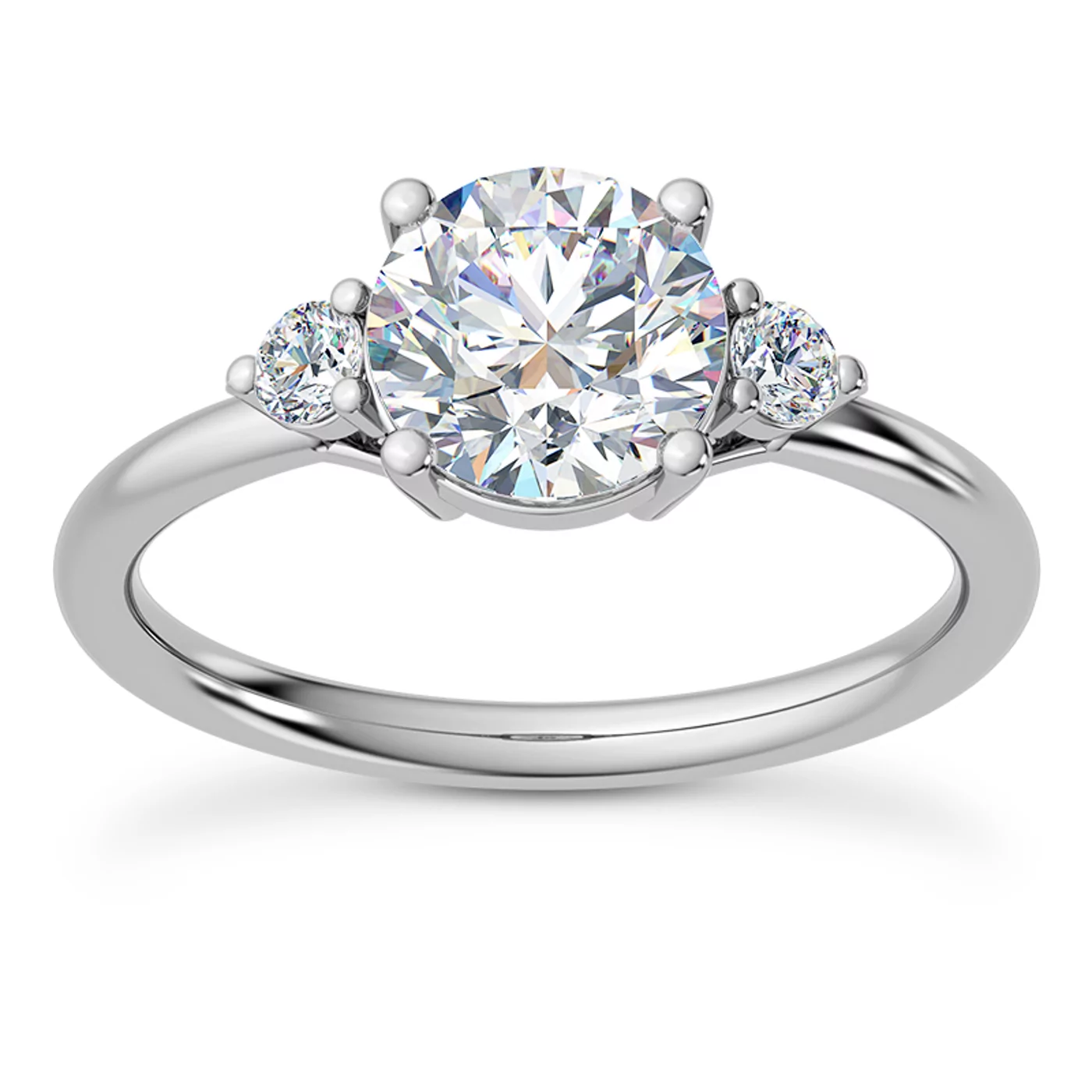 Meaningful Three-Stone Design 18K White Gold Engagement Ring