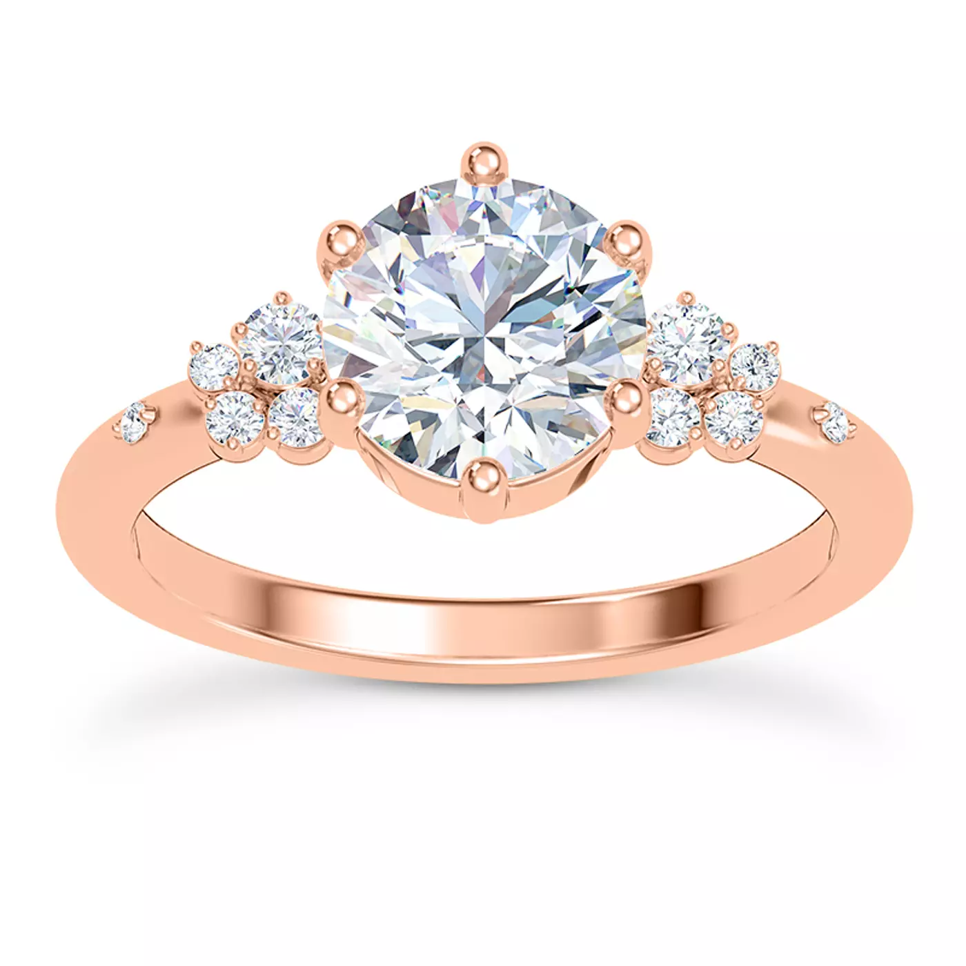 Brilliant Side Accents 14K Rose Gold Engagement Ring