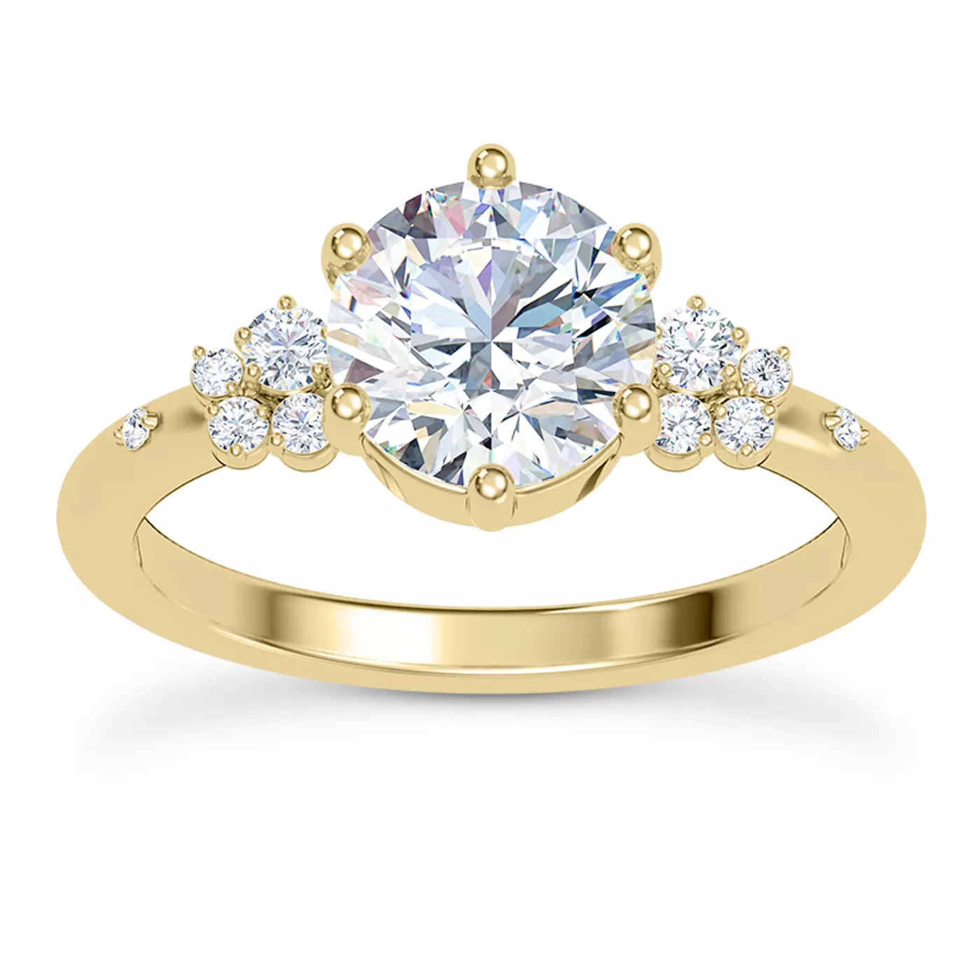 Brilliant Side Accents 14K Yellow Gold Engagement Ring