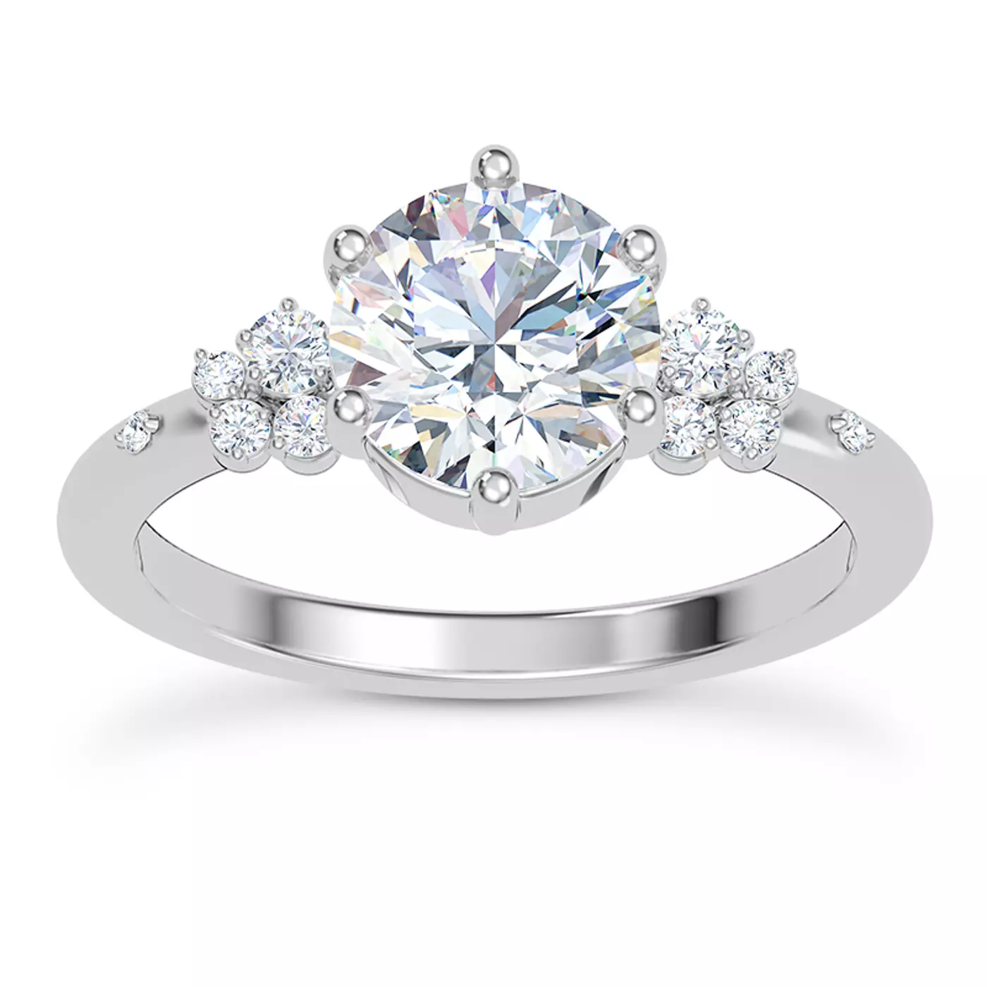 Brilliant Side Accents Platinum Engagement Ring