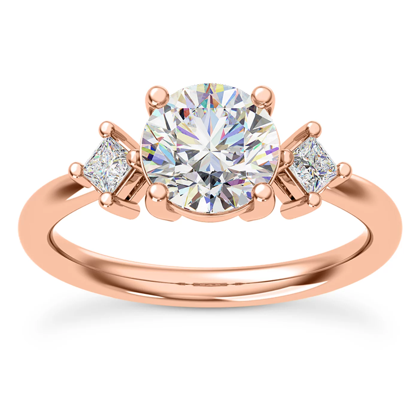 Three-Stone Symbolism 14K Rose Gold Engagement Ring