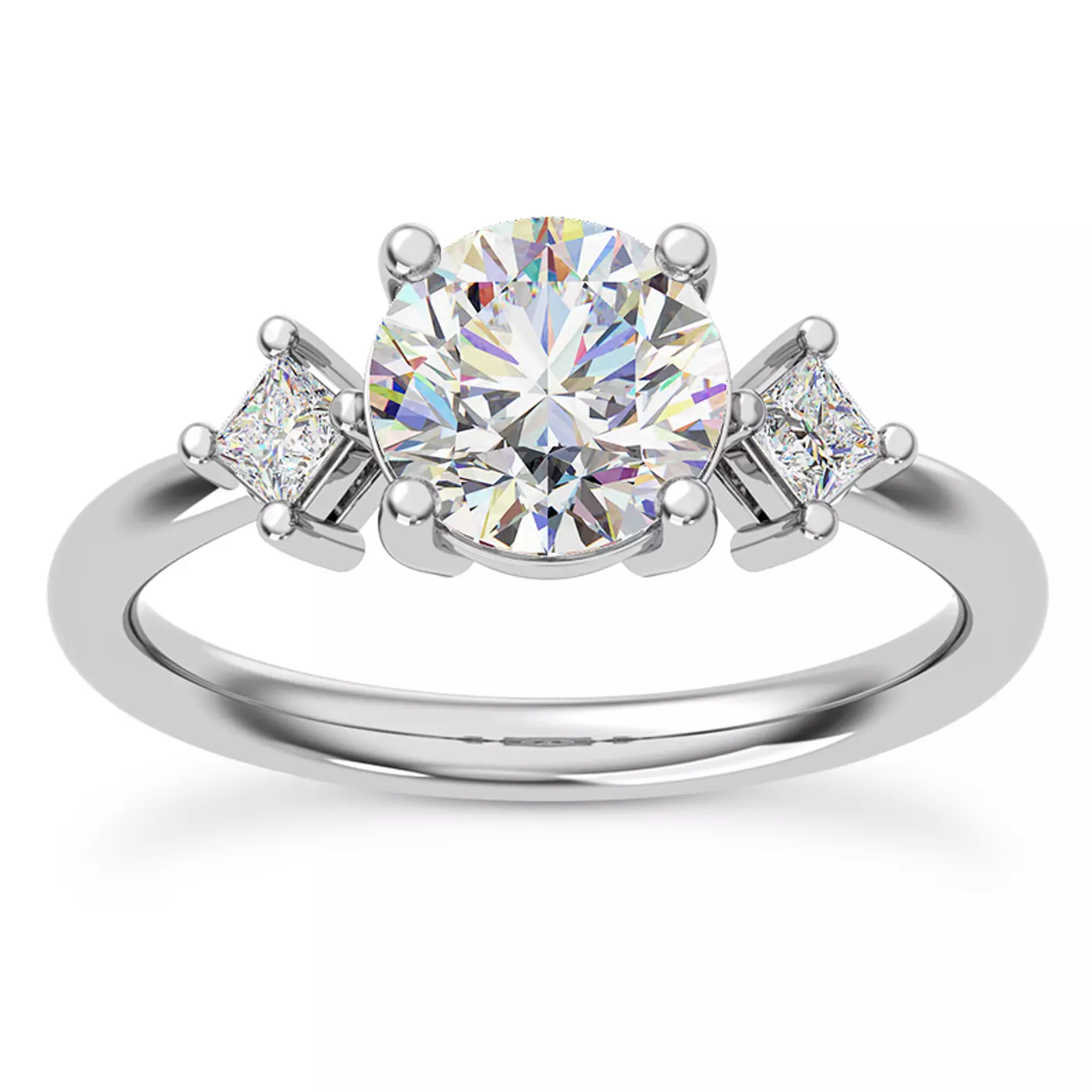 Three-Stone Symbolism 14K White Gold Engagement Ring