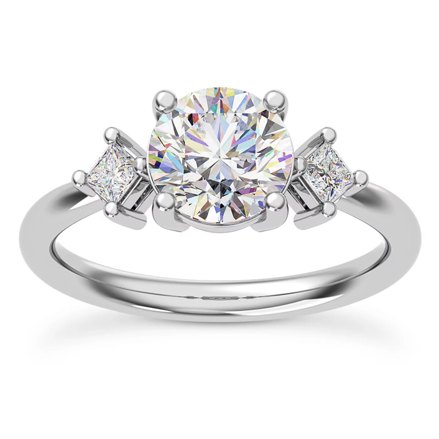Three-Stone Symbolism 18K White Gold Engagement Ring