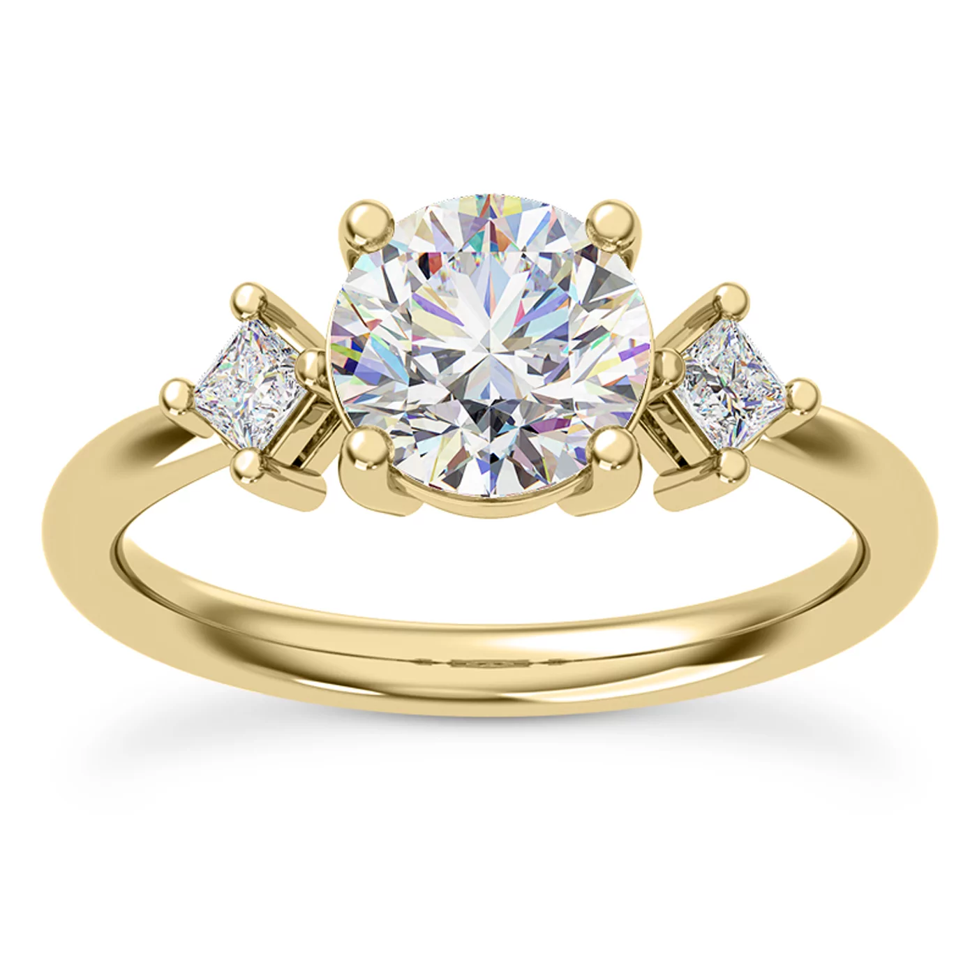 Three-Stone Symbolism 18K Yellow Gold Engagement Ring