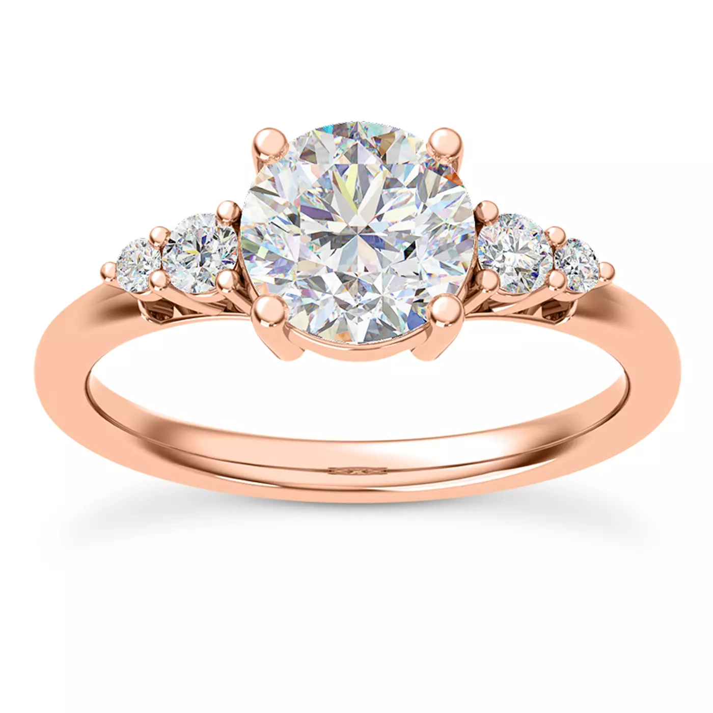 Brilliant Side Accents 14K Rose Gold Engagement Ring