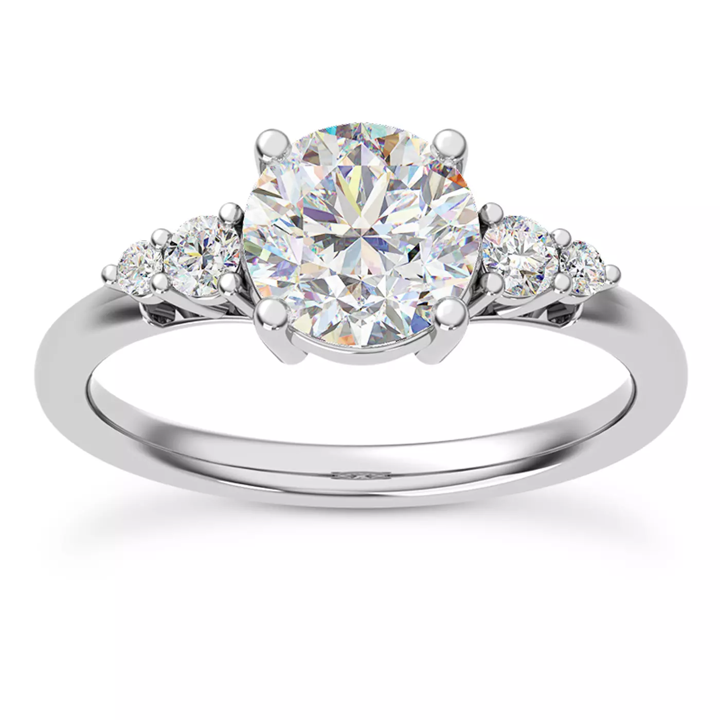 Brilliant Side Accents 14K White Gold Engagement Ring