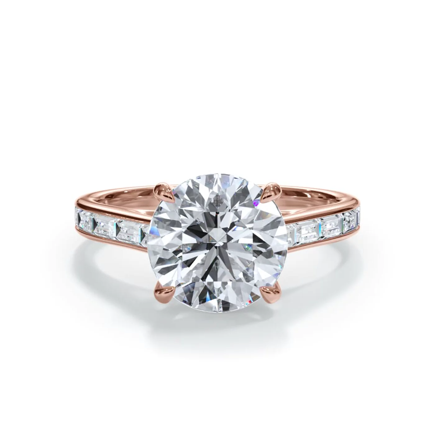 Cathedral Profile 18K Rose Gold Engagement Ring