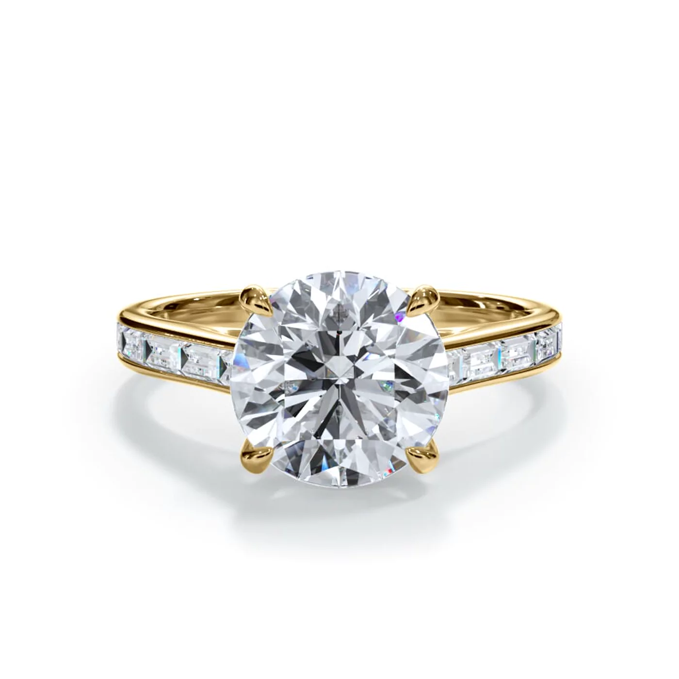 Cathedral Profile 18K Yellow Gold Engagement Ring