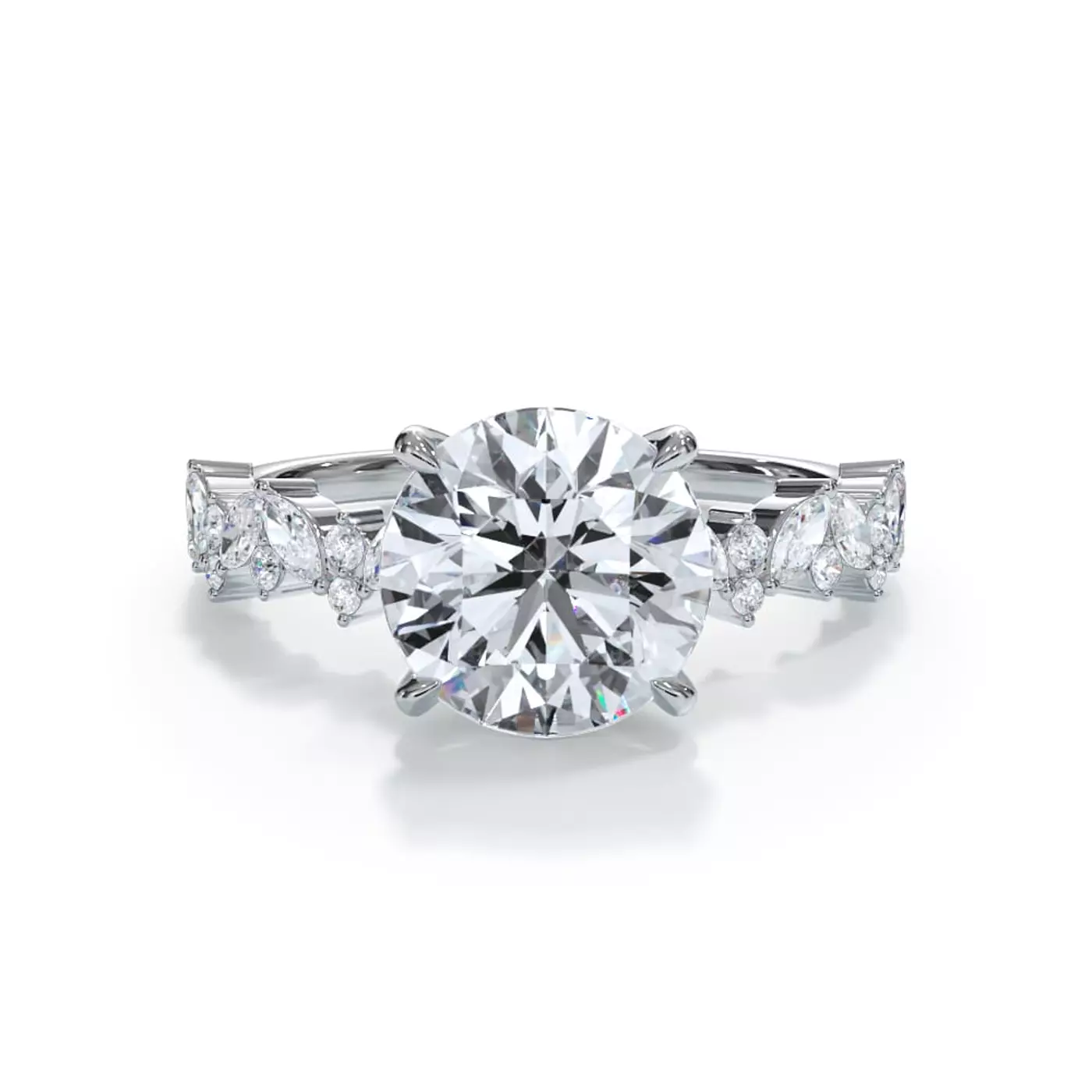 Marquise-Inspired Shape 14K White Gold Engagement Ring