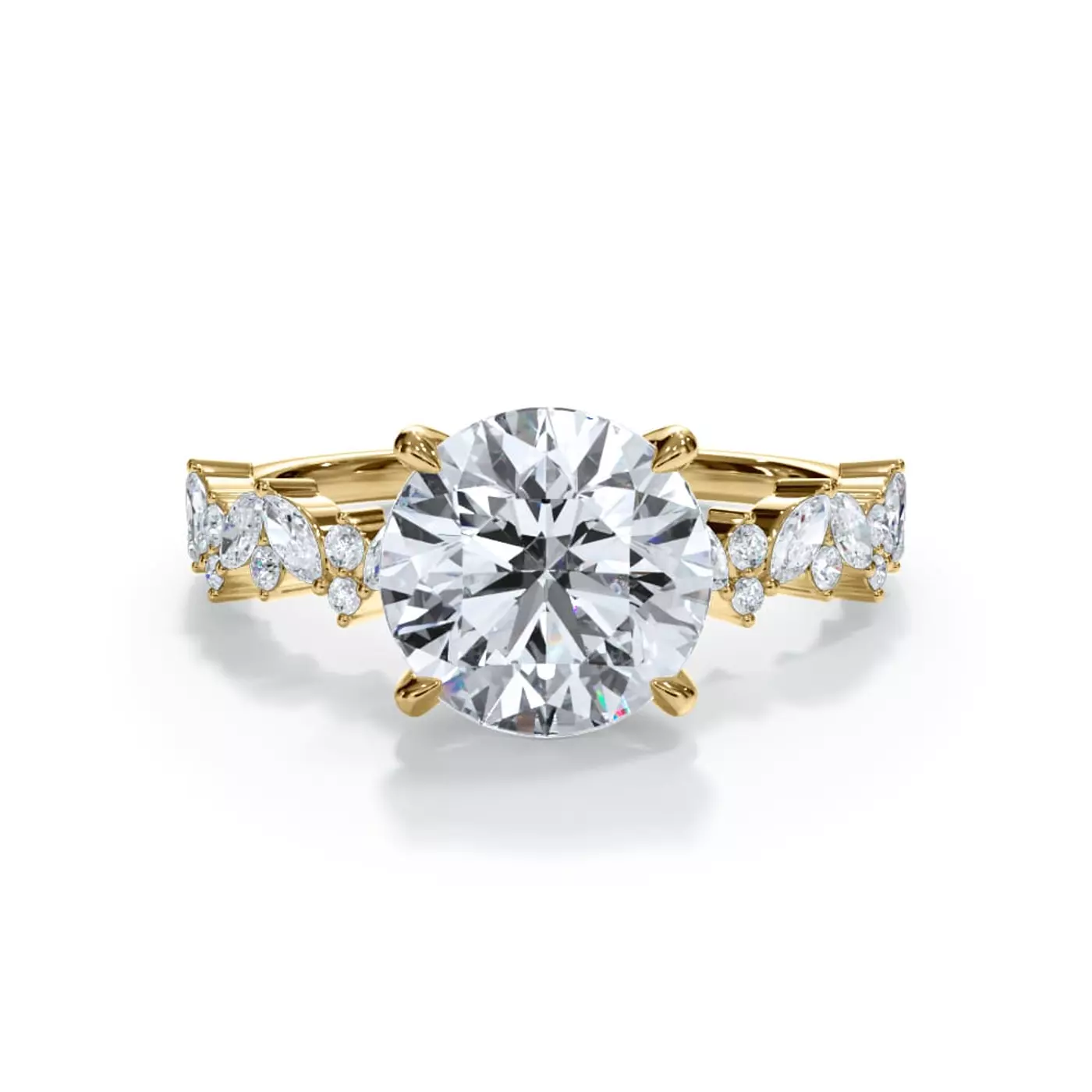 Marquise-Inspired Shape 18K Yellow Gold Engagement Ring