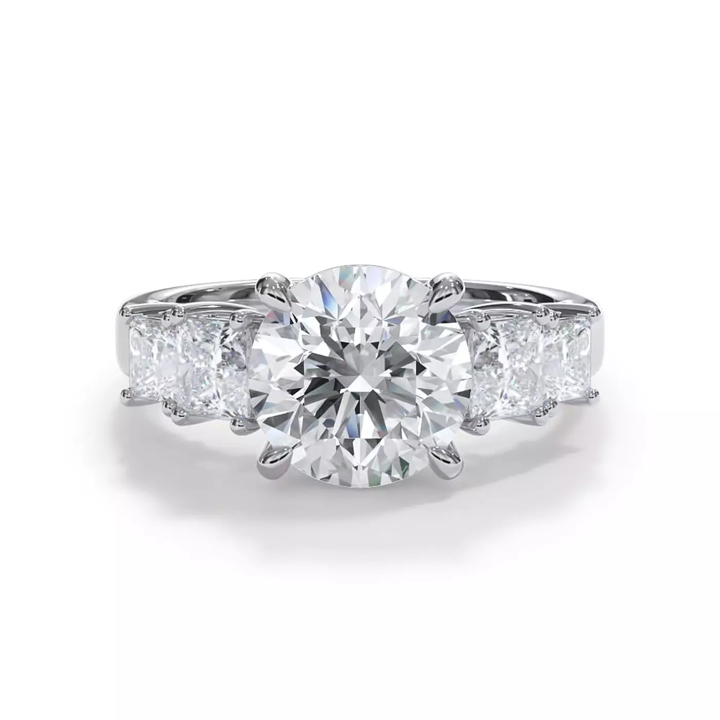 Brilliant Side Accents 14K White Gold Engagement Ring