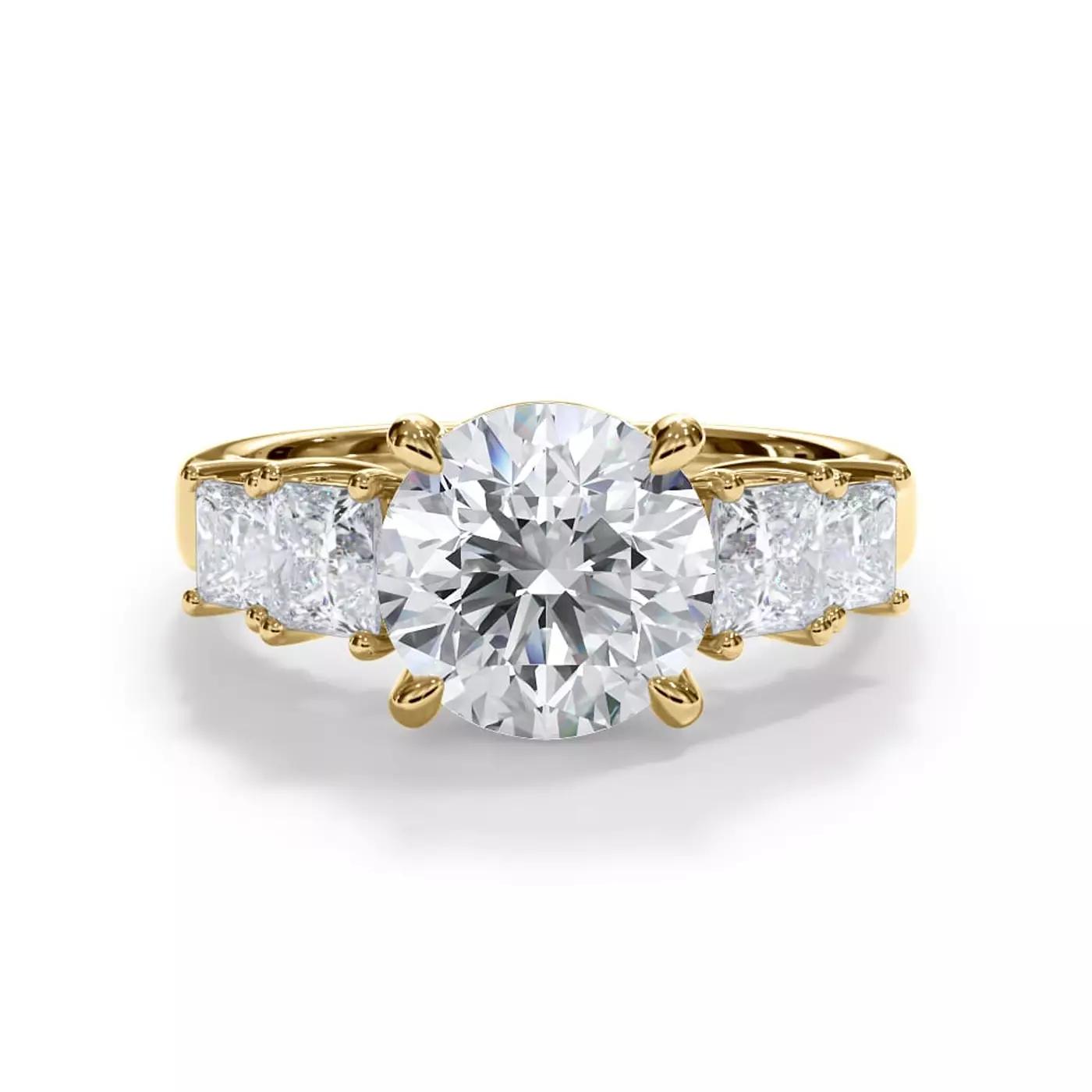 Brilliant Side Accents 14K Yellow Gold Engagement Ring