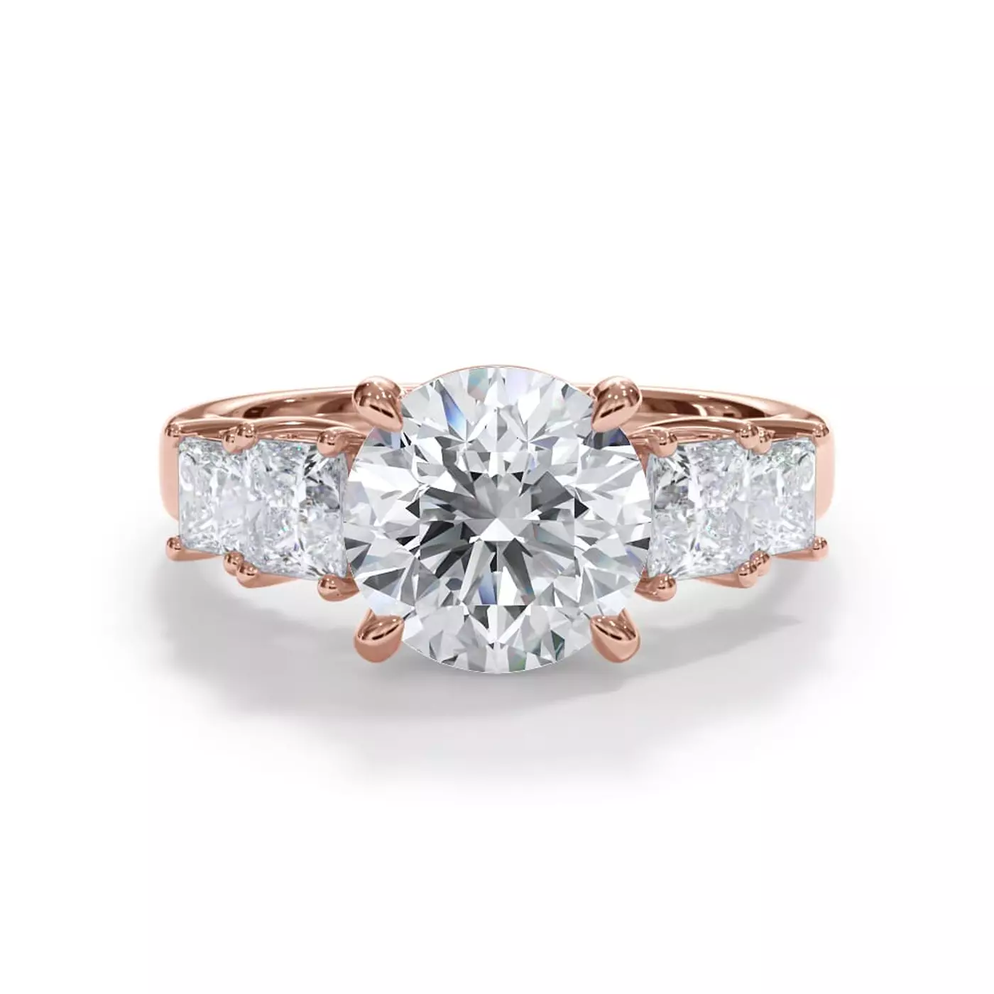 Brilliant Side Accents 18K Rose Gold Engagement Ring