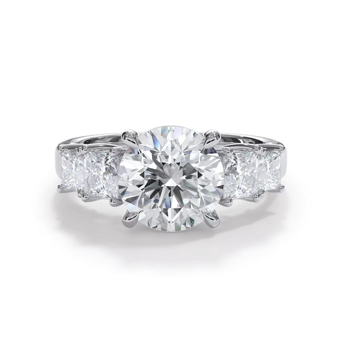 Brilliant Side Accents 18K White Gold Engagement Ring