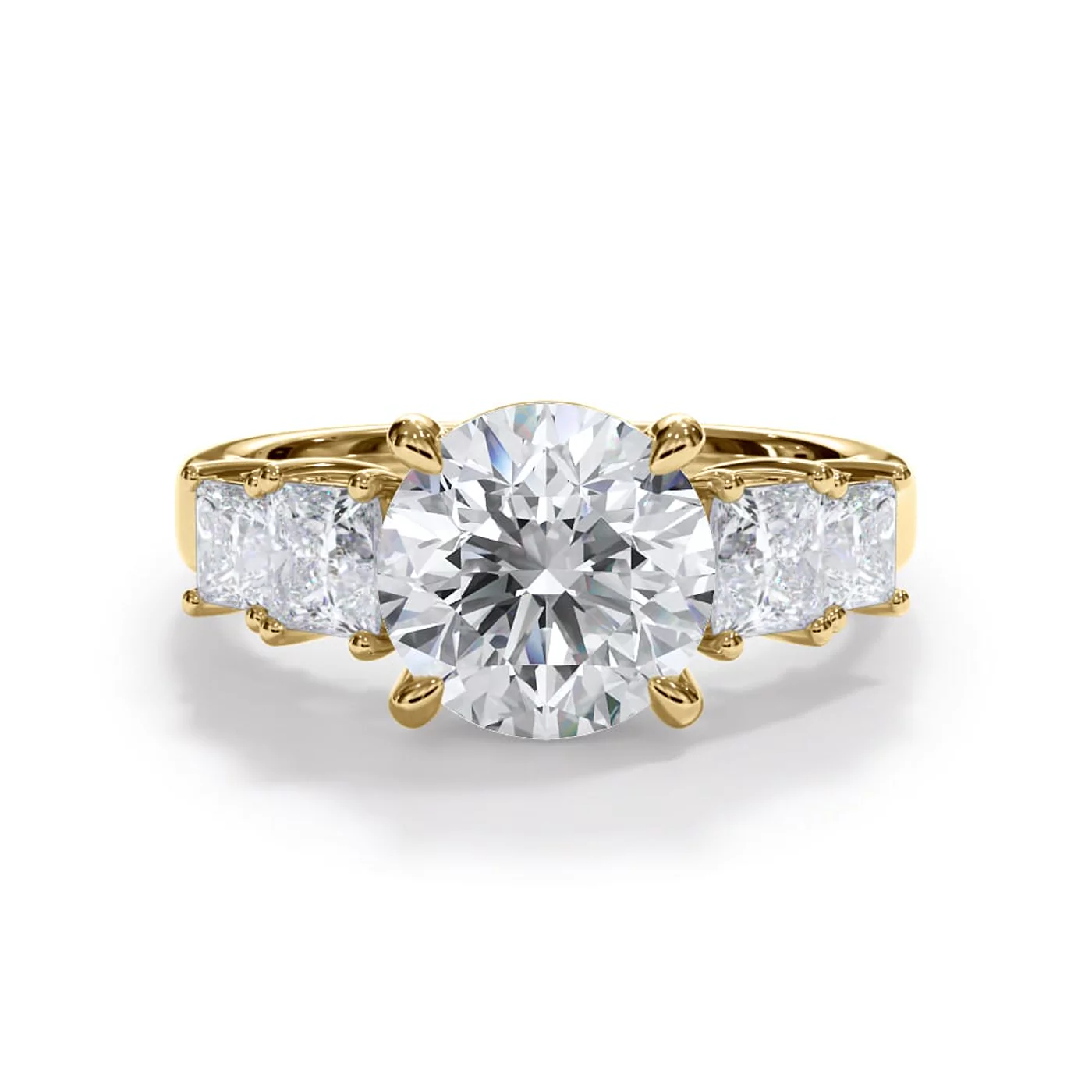 Brilliant Side Accents 18K Yellow Gold Engagement Ring