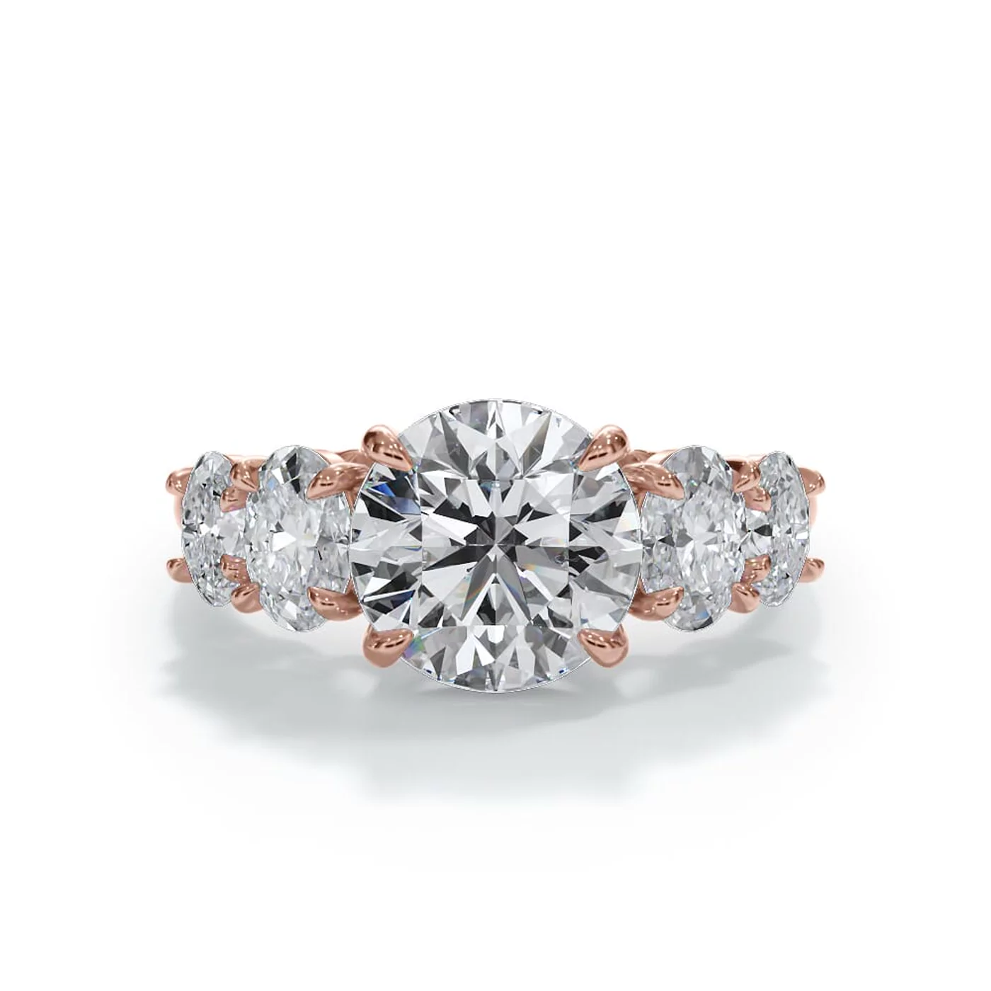 Soft Oval Profile 18K Rose Gold Engagement Ring