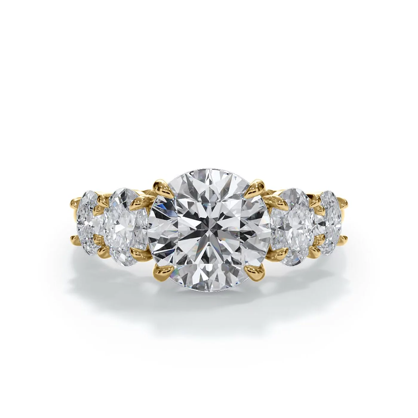 Soft Oval Profile 18K Yellow Gold Engagement Ring