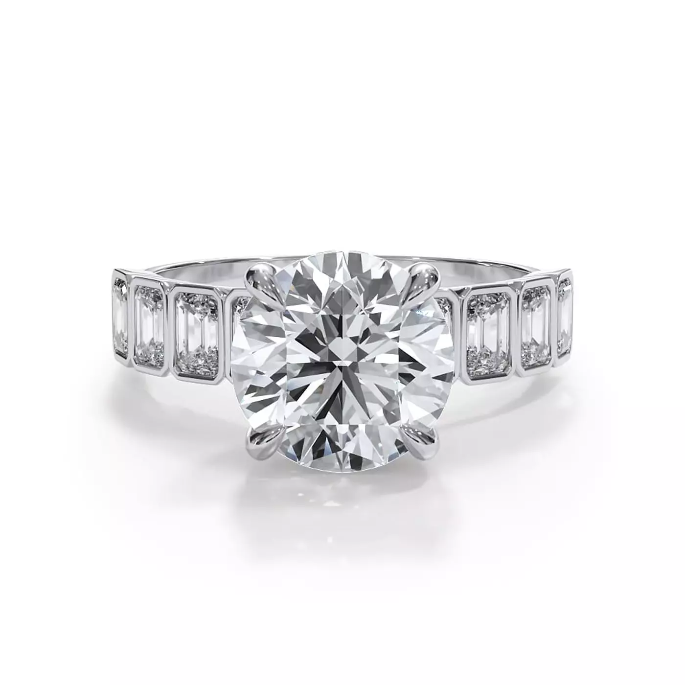 Smooth Bezel Frame 14K White Gold Engagement Ring