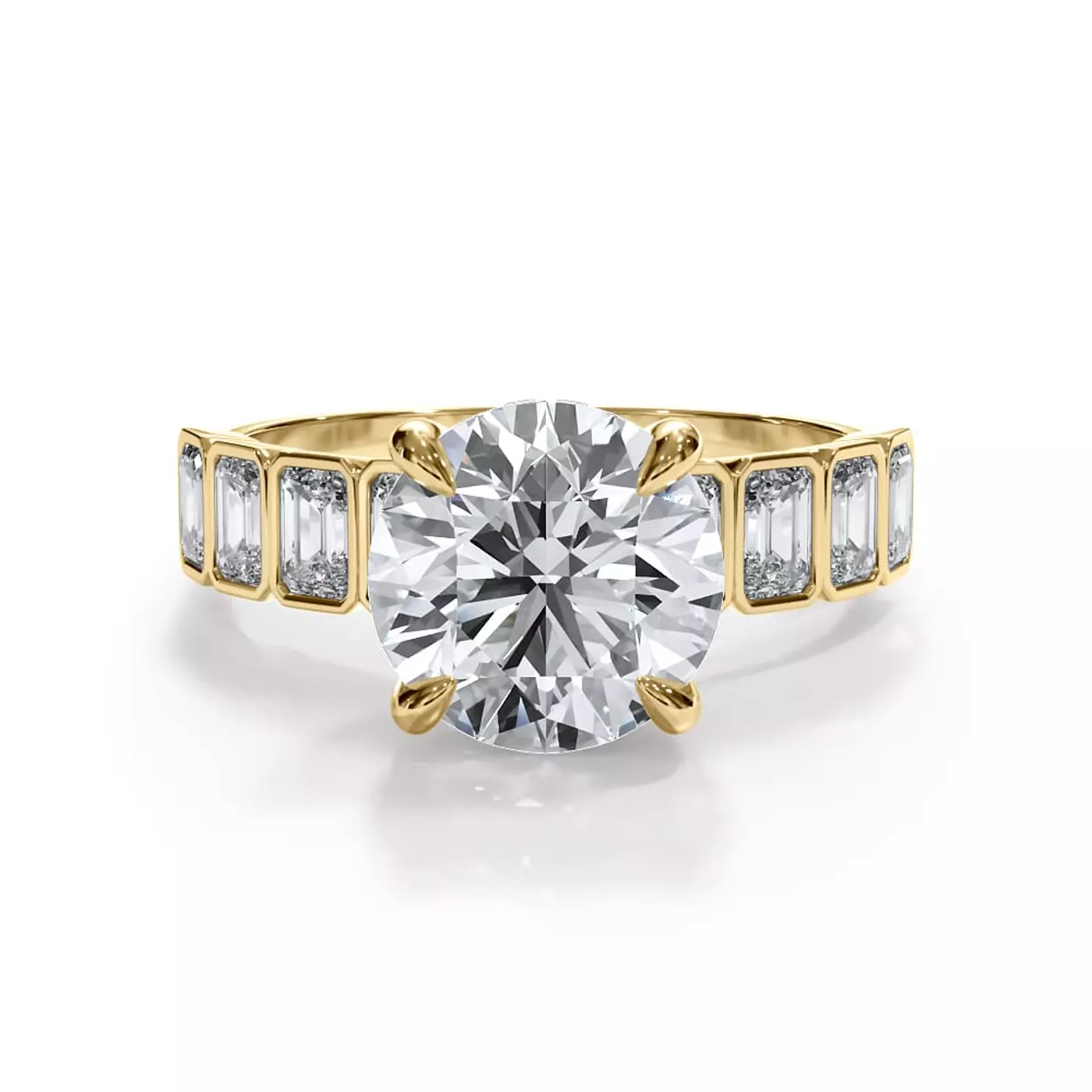 Smooth Bezel Frame 14K Yellow Gold Engagement Ring