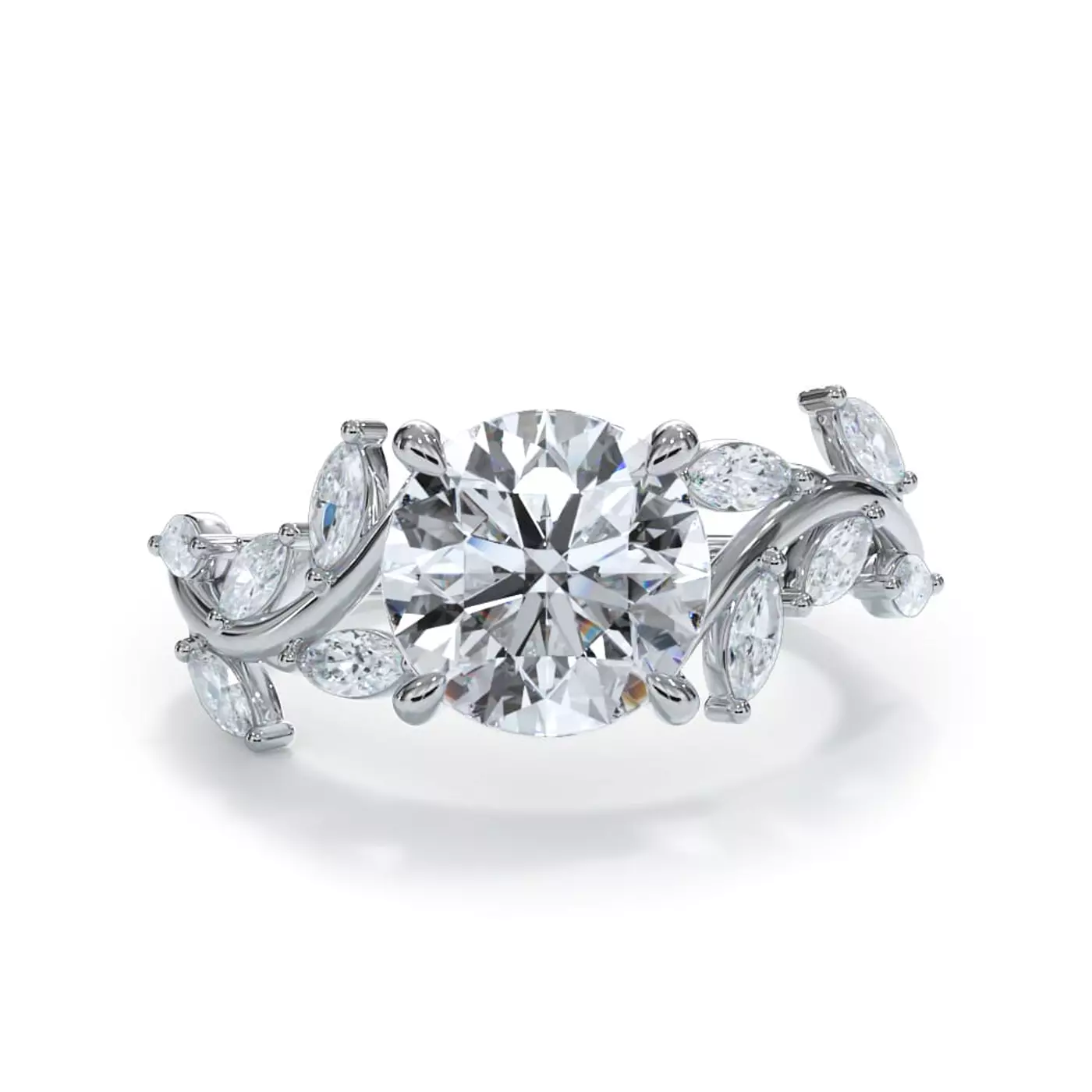 Marquise-Inspired Shape 14K White Gold Engagement Ring