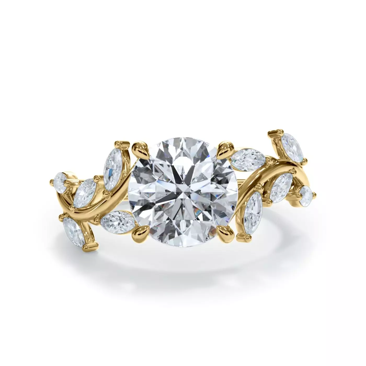 Marquise-Inspired Shape 14K Yellow Gold Engagement Ring