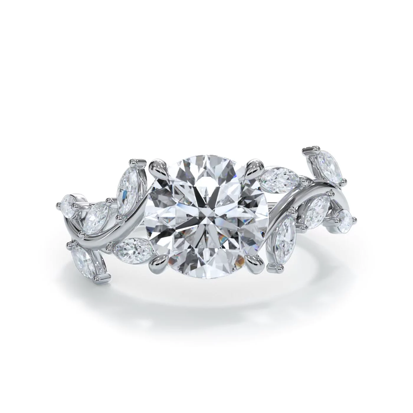 Marquise-Inspired Shape 18K White Gold Engagement Ring