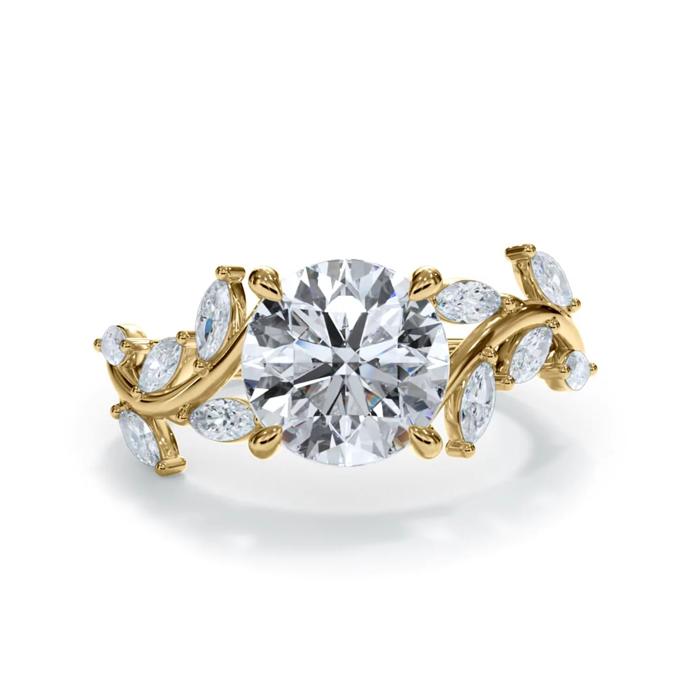 Marquise-Inspired Shape 18K Yellow Gold Engagement Ring