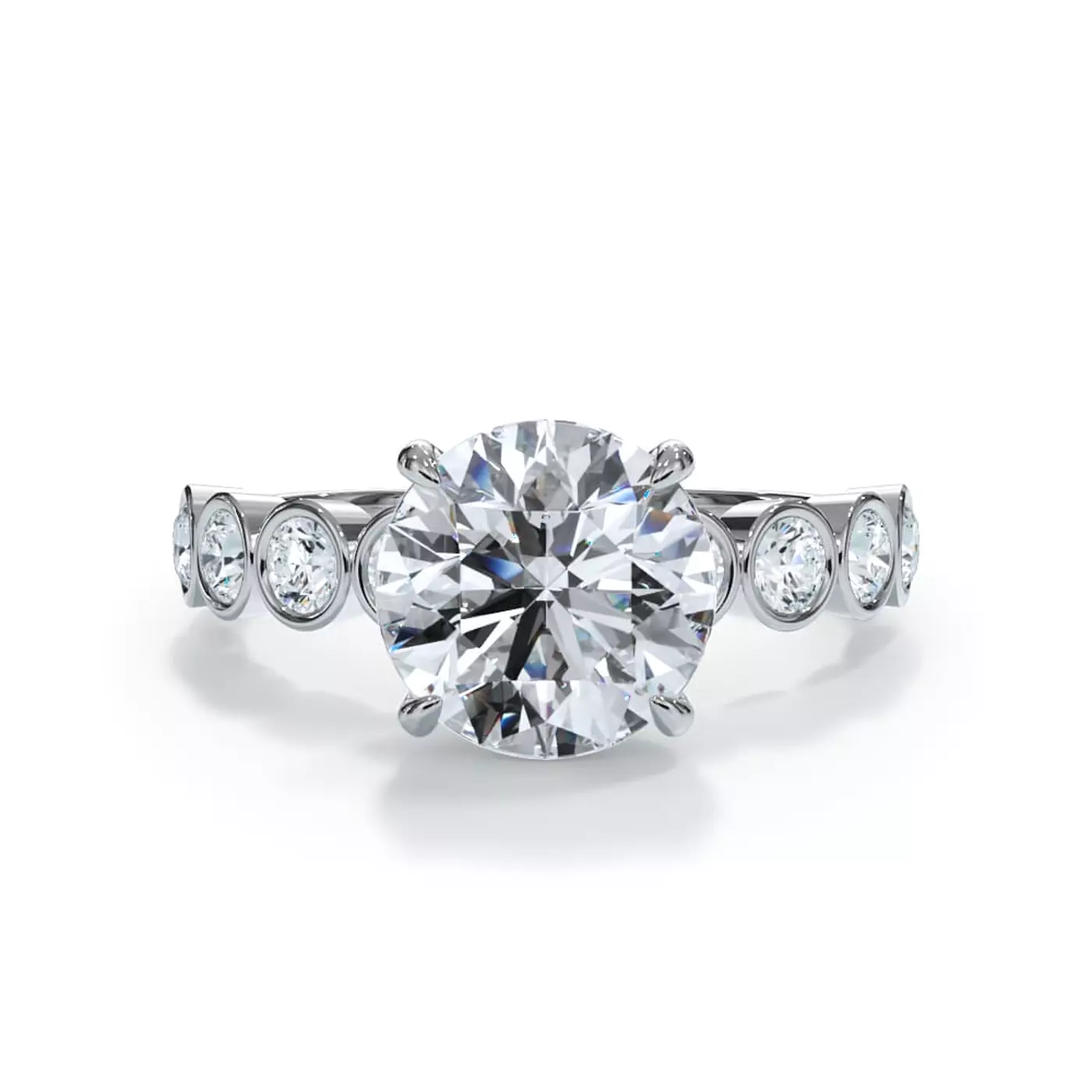Hidden Halo Sparkle 14K White Gold Engagement Ring