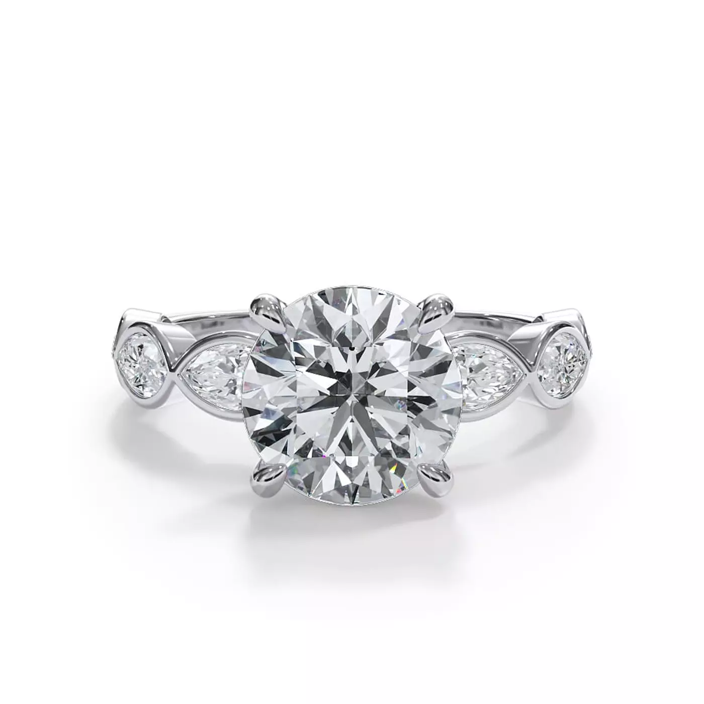 Smooth Bezel Frame 14K White Gold Engagement Ring