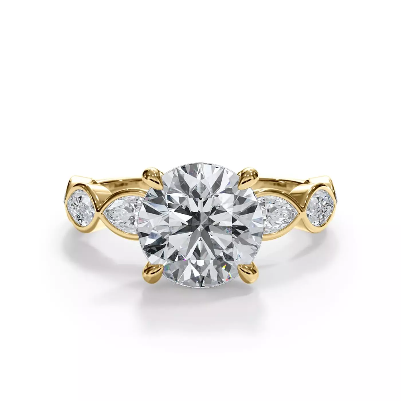 Smooth Bezel Frame 14K Yellow Gold Engagement Ring