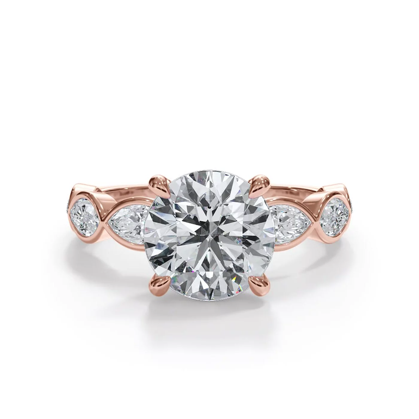 Smooth Bezel Frame 18K Rose Gold Engagement Ring