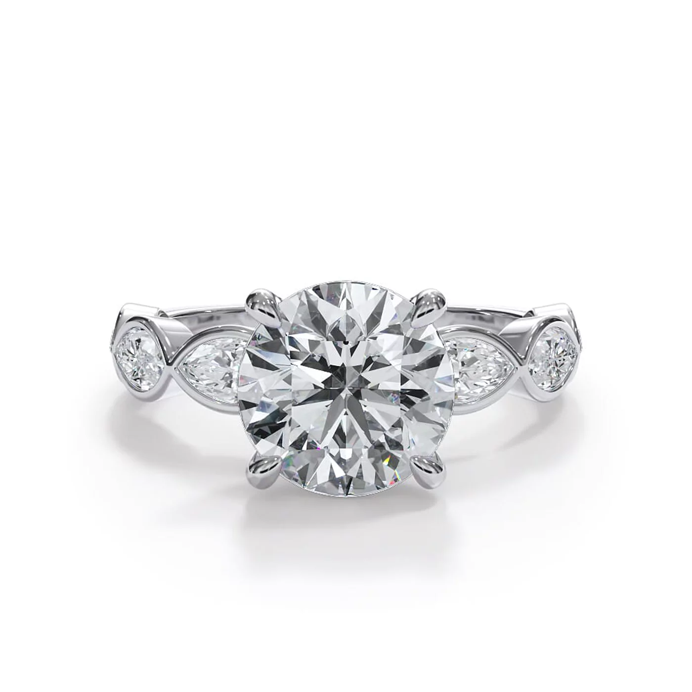 Smooth Bezel Frame 18K White Gold Engagement Ring