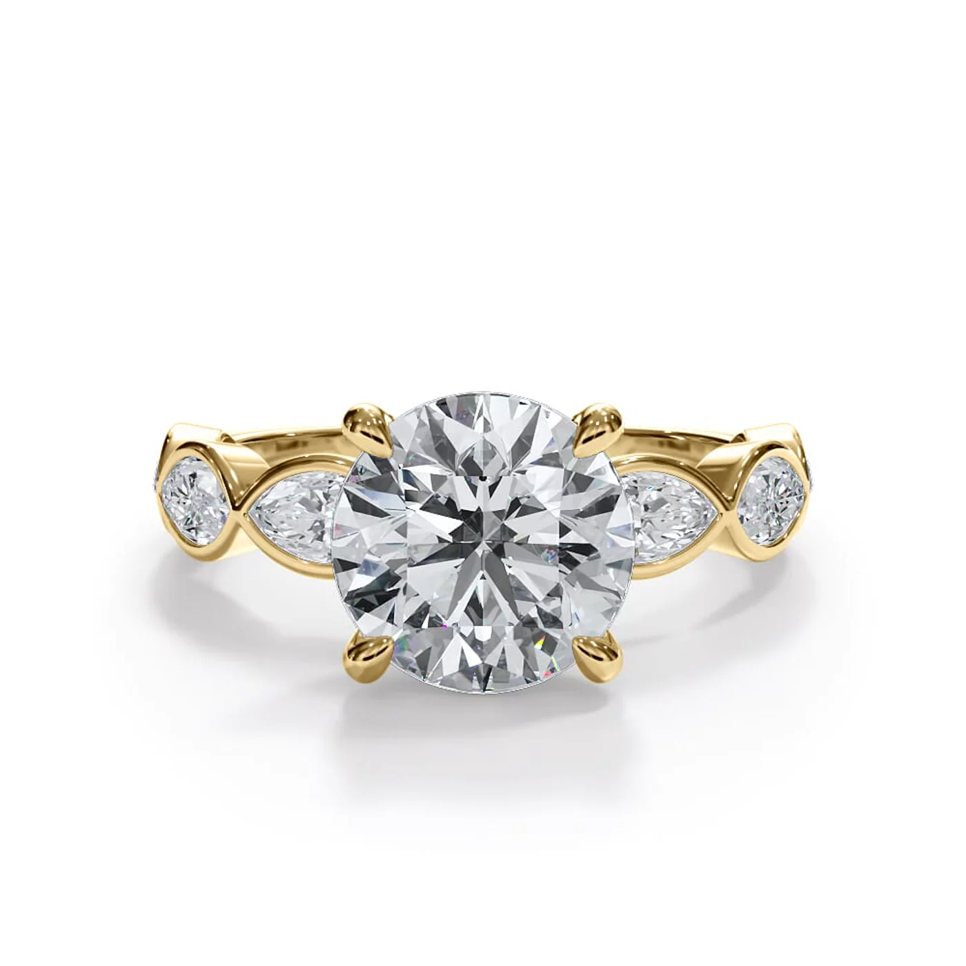 Smooth Bezel Frame 18K Yellow Gold Engagement Ring