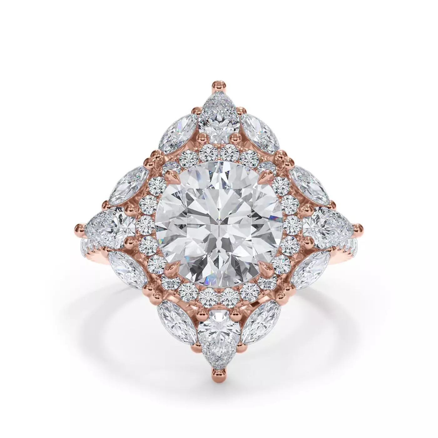 Radiant Halo Design 14K Rose Gold Engagement Ring