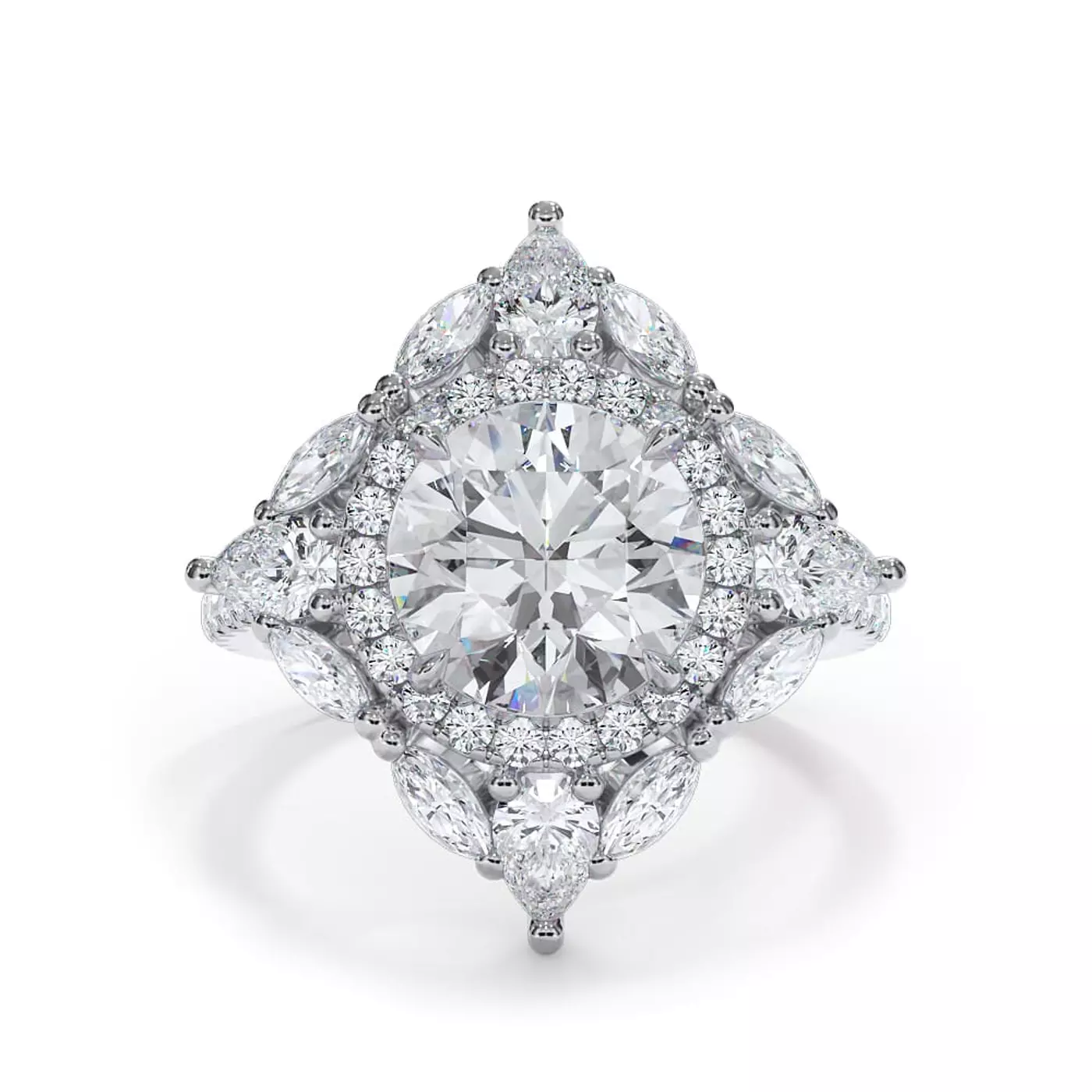 Radiant Halo Design 14K White Gold Engagement Ring