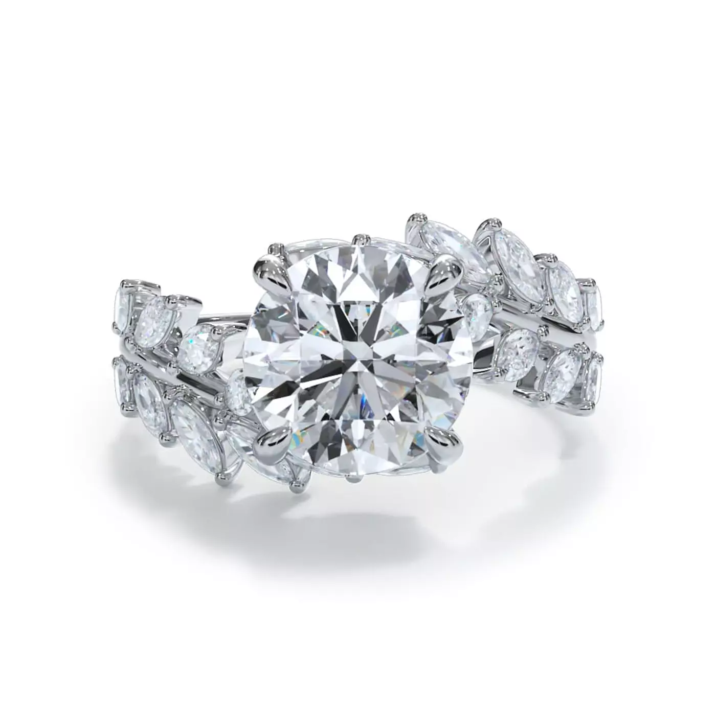 Marquise-Inspired Shape 14K White Gold Engagement Ring